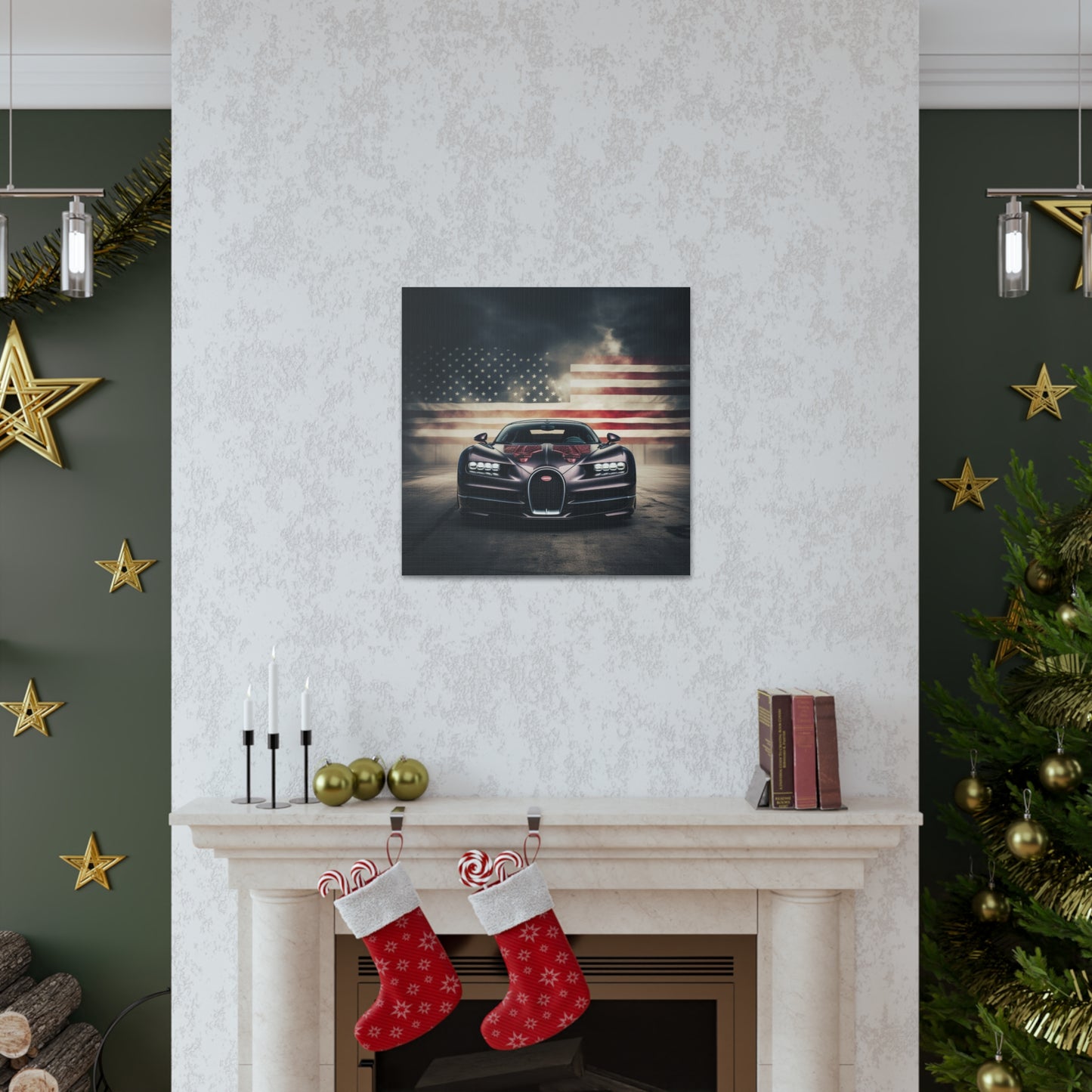 Canvas Gallery Wraps American Flag Background Bugatti 2