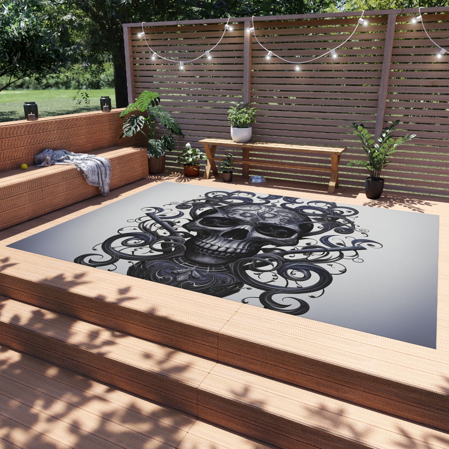Outdoor Rug  Skull Treble Clef 1