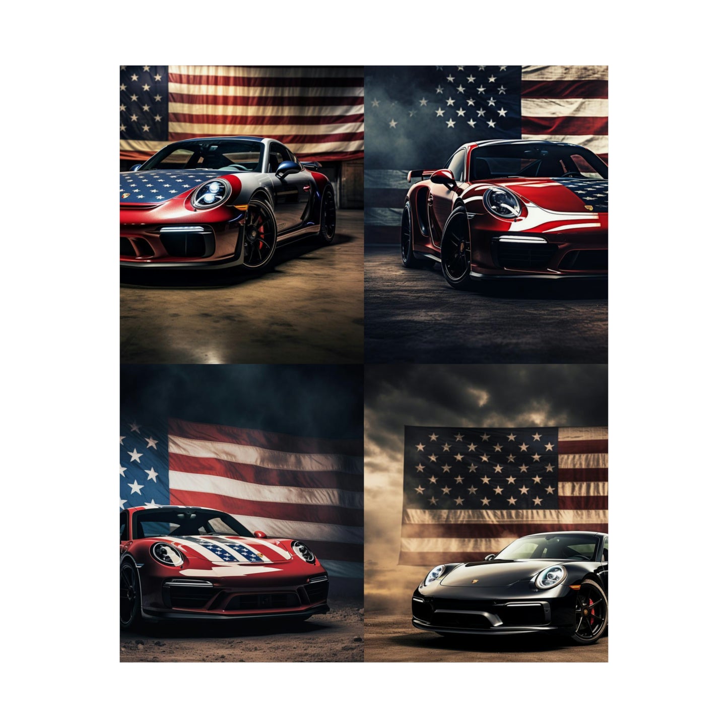 Premium Matte Vertical Posters American Flag Background Porsche 5