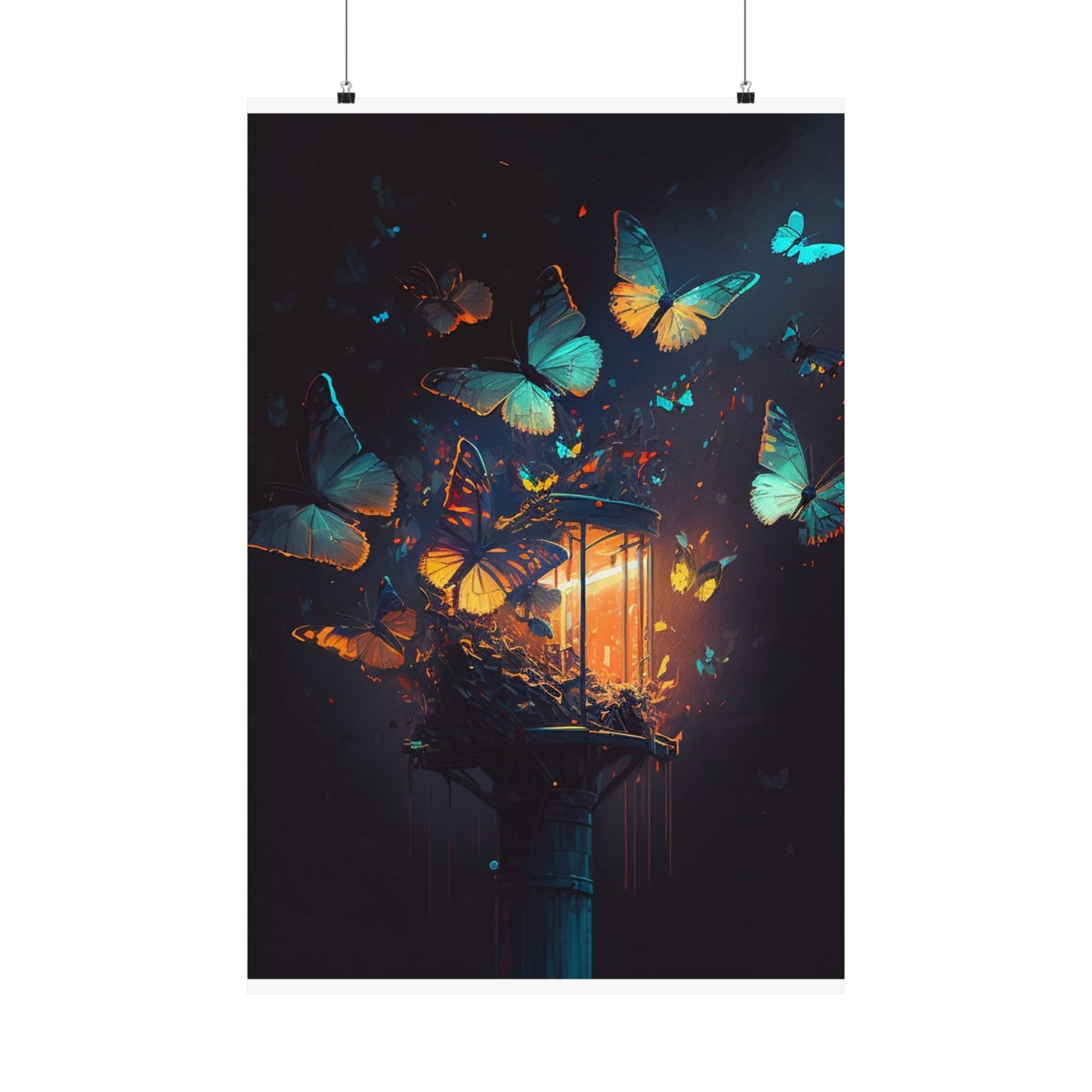 Premium Matte Vertical Posters Street Light Butterfly 1