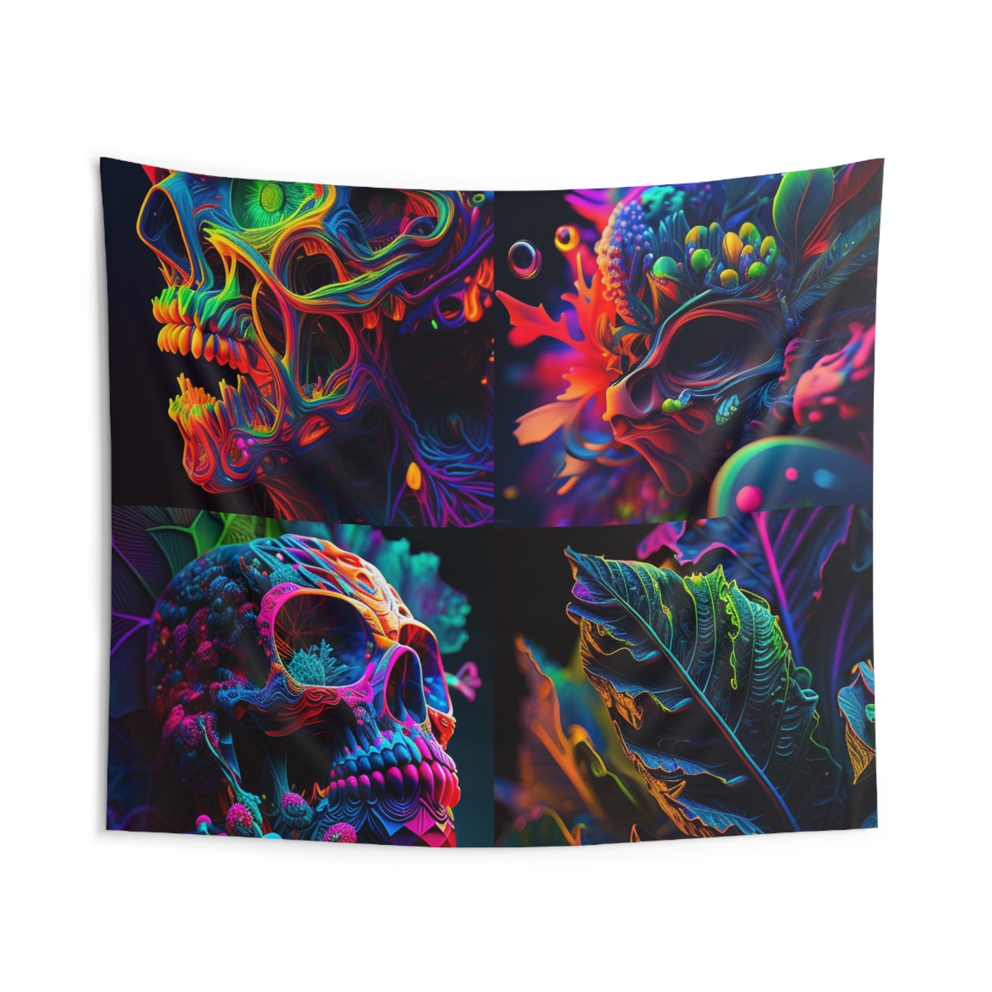 Indoor Wall Tapestries Florescent Skull Death 5