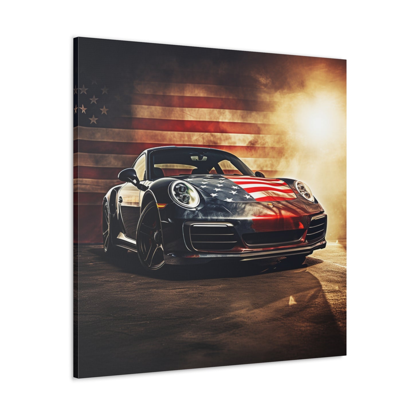 Canvas Gallery Wraps Abstract American Flag Background Porsche 1