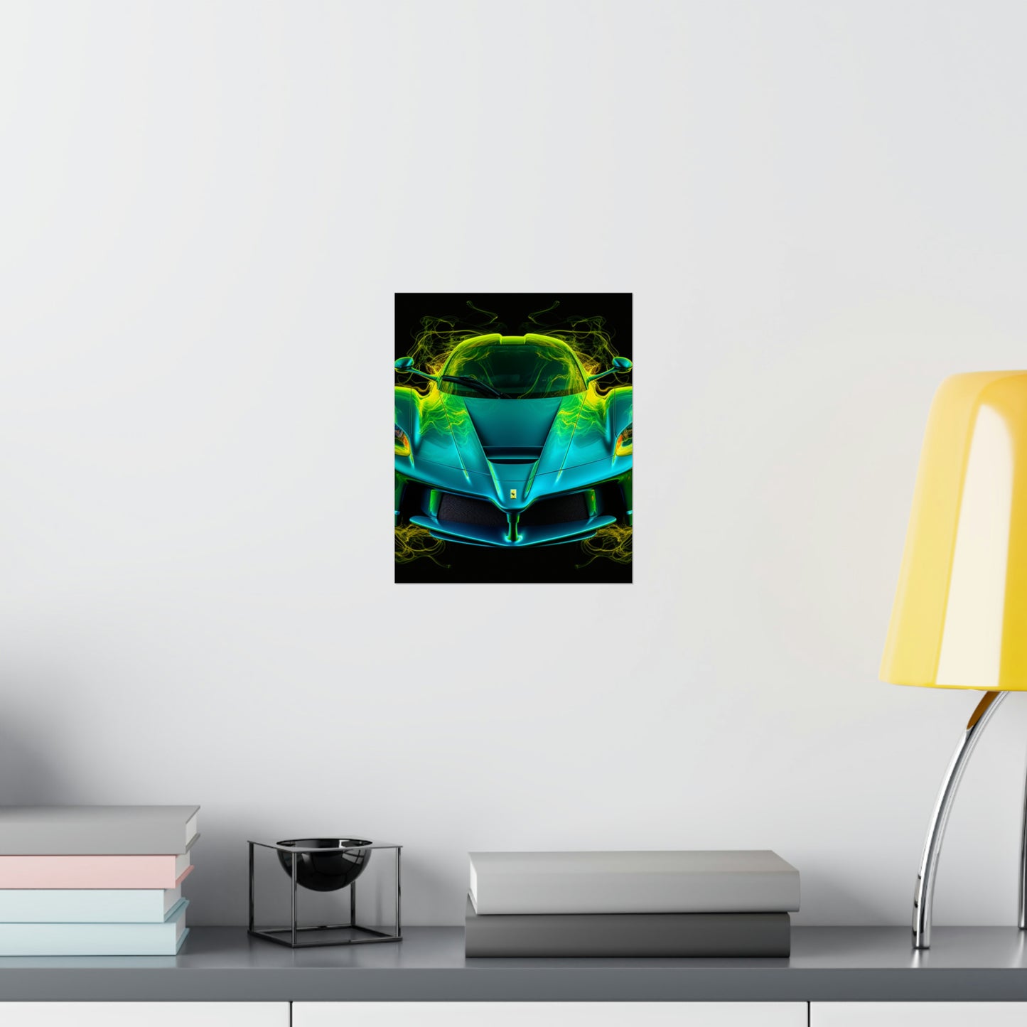 Premium Matte Vertical Posters Ferrari Neon 2