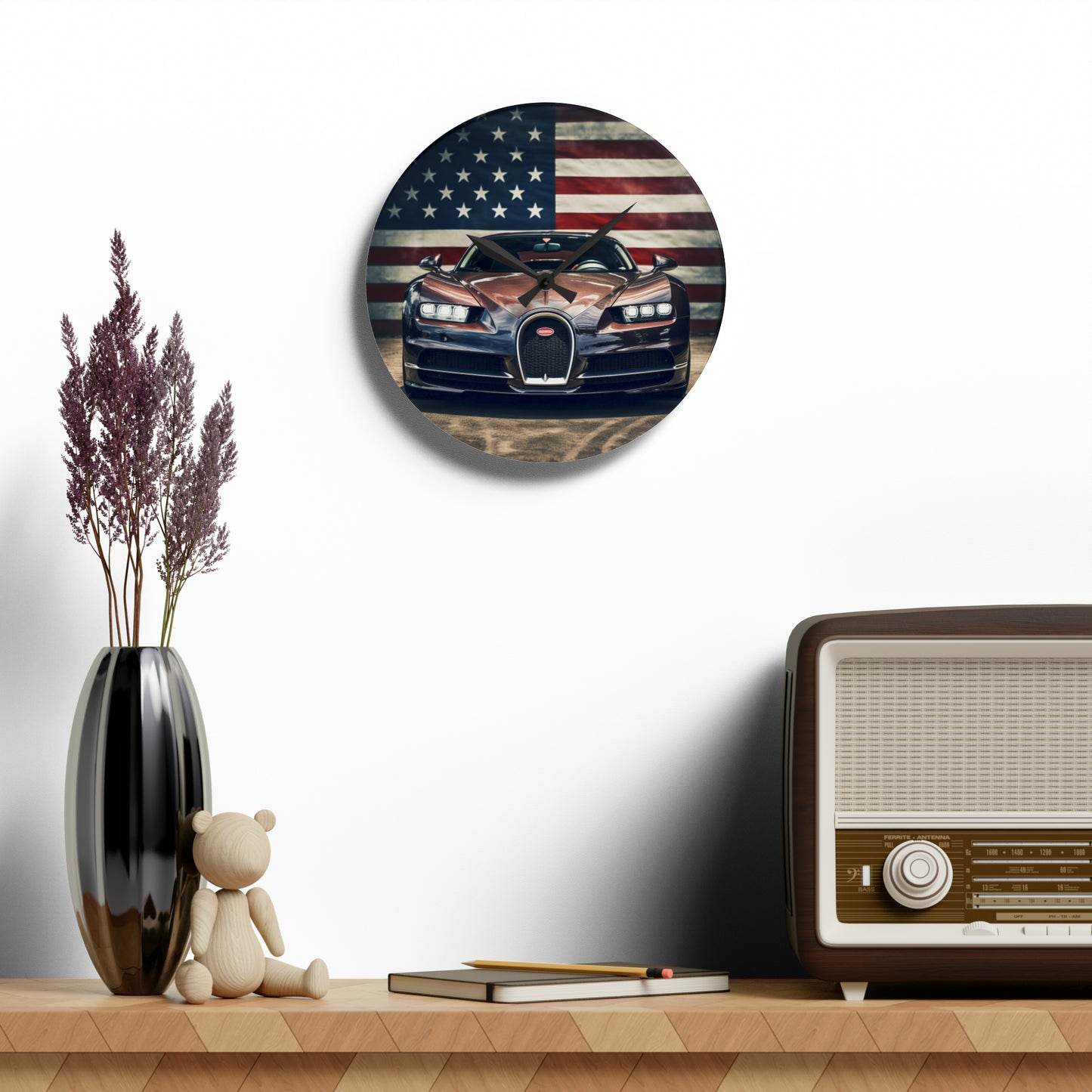 Acrylic Wall Clock Bugatti Flag 4