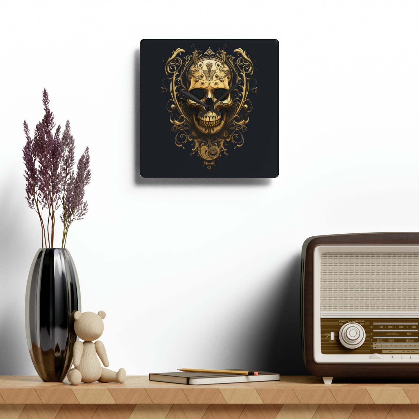 Acrylic Wall Clock Skull Treble Clef 3