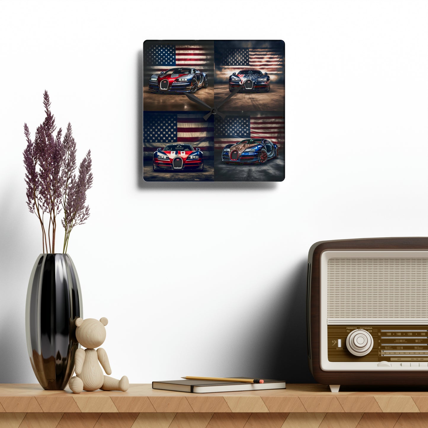 Acrylic Wall Clock Bugatti American Flag 5