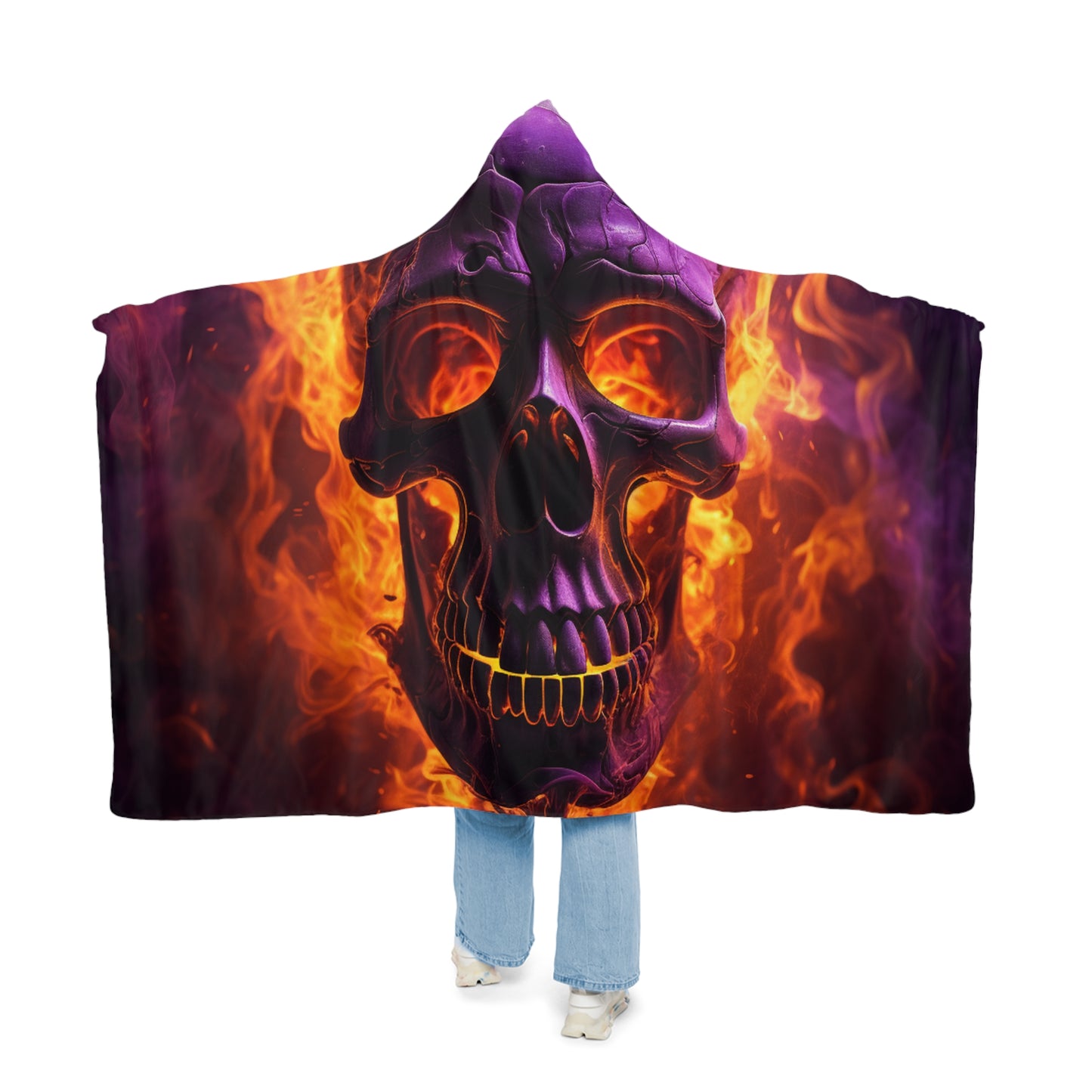 Snuggle Hooded Blanket Skull Flames 3
