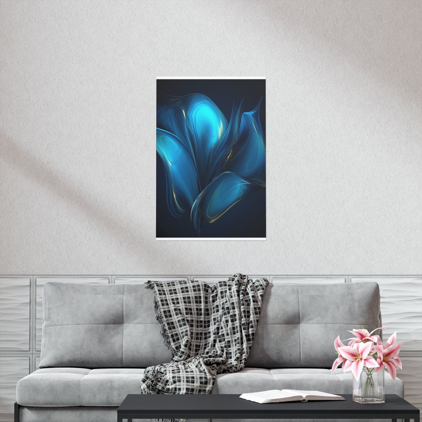 Premium Matte Vertical Posters Abstract Blue Tulip 2