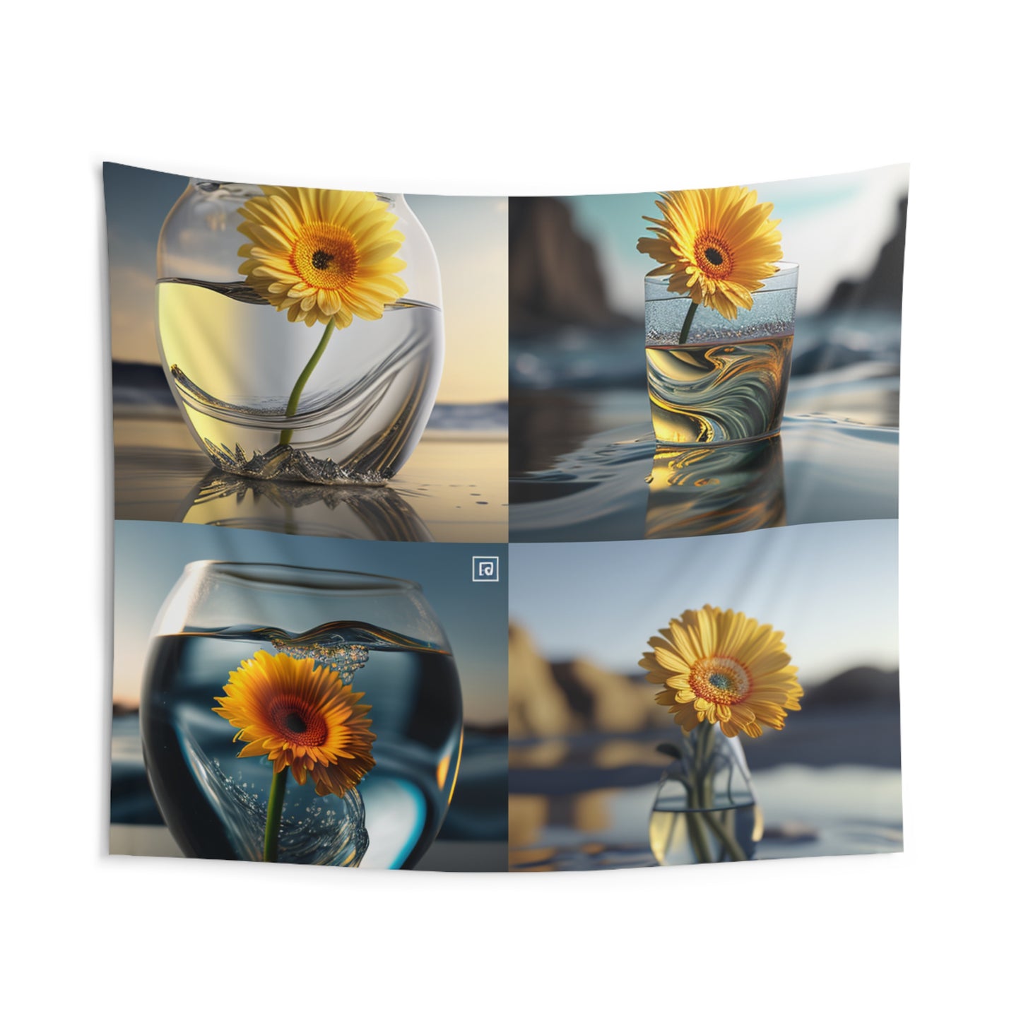 Indoor Wall Tapestries yello Gerbera glass 5
