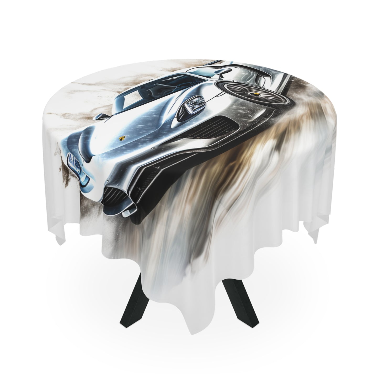 Tablecloth 918 Spyder white background driving fast with water splashing 2