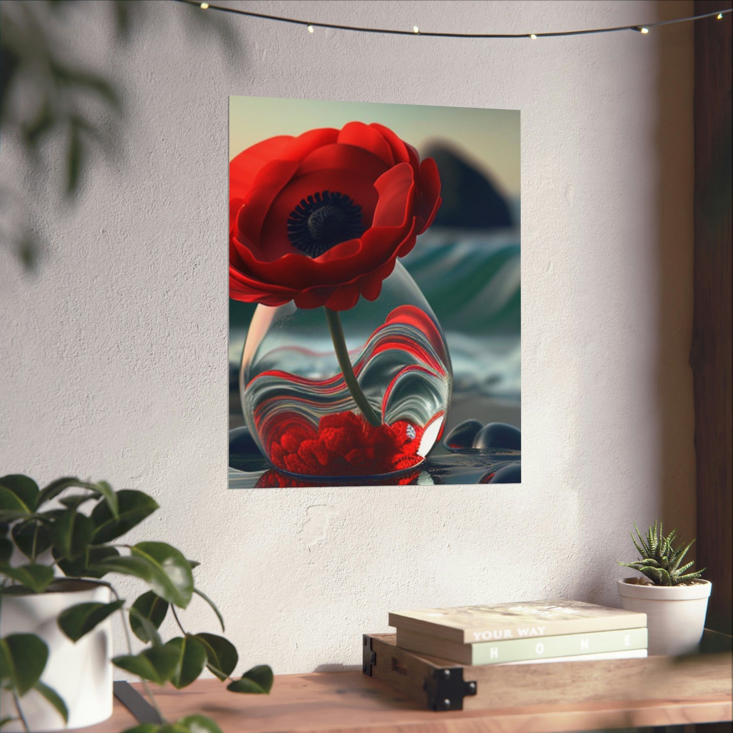 Premium Matte Vertical Posters Red Anemone in a Vase 1