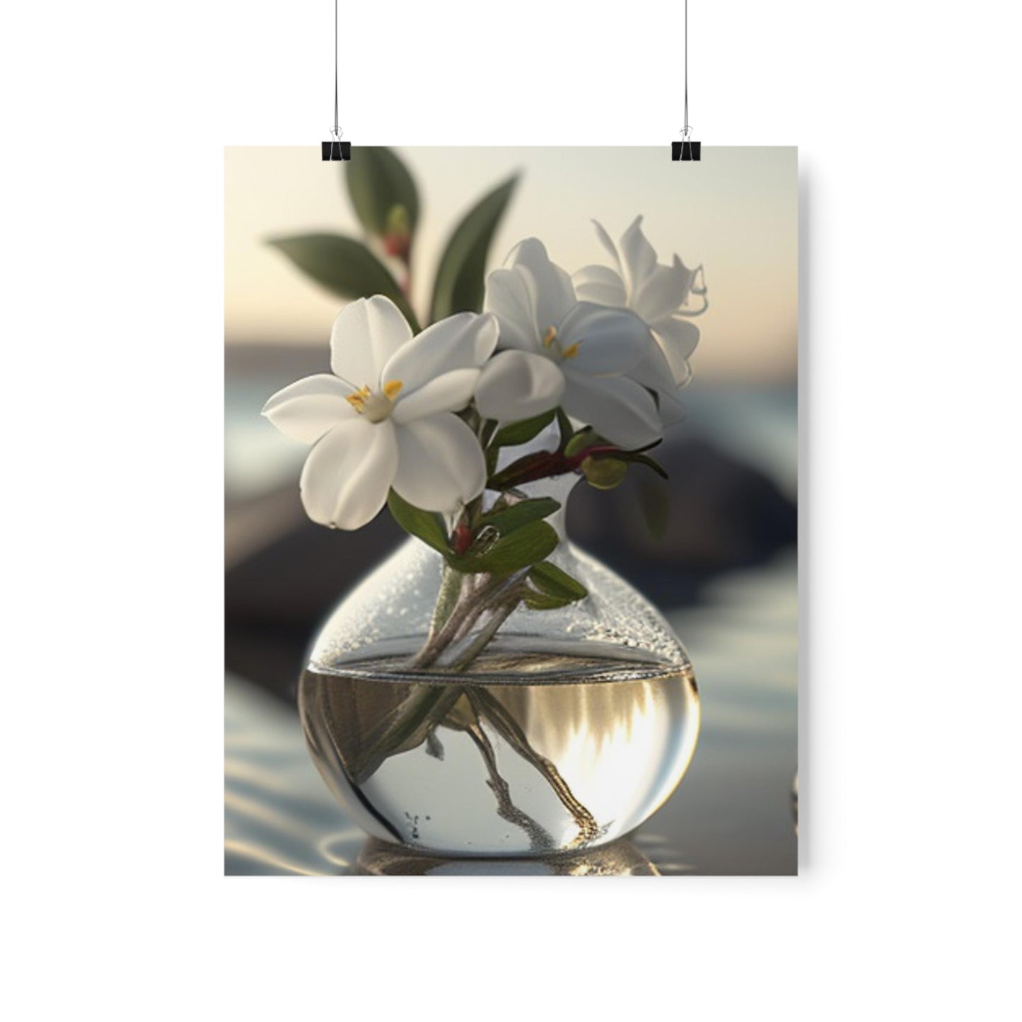 Premium Matte Vertical Posters Jasmine glass vase 1