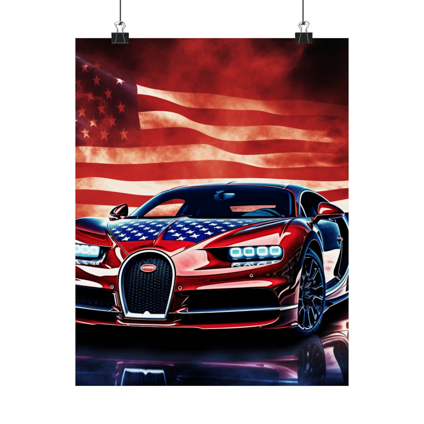 Premium Matte Vertical Posters Abstract American Flag Background Bugatti 3