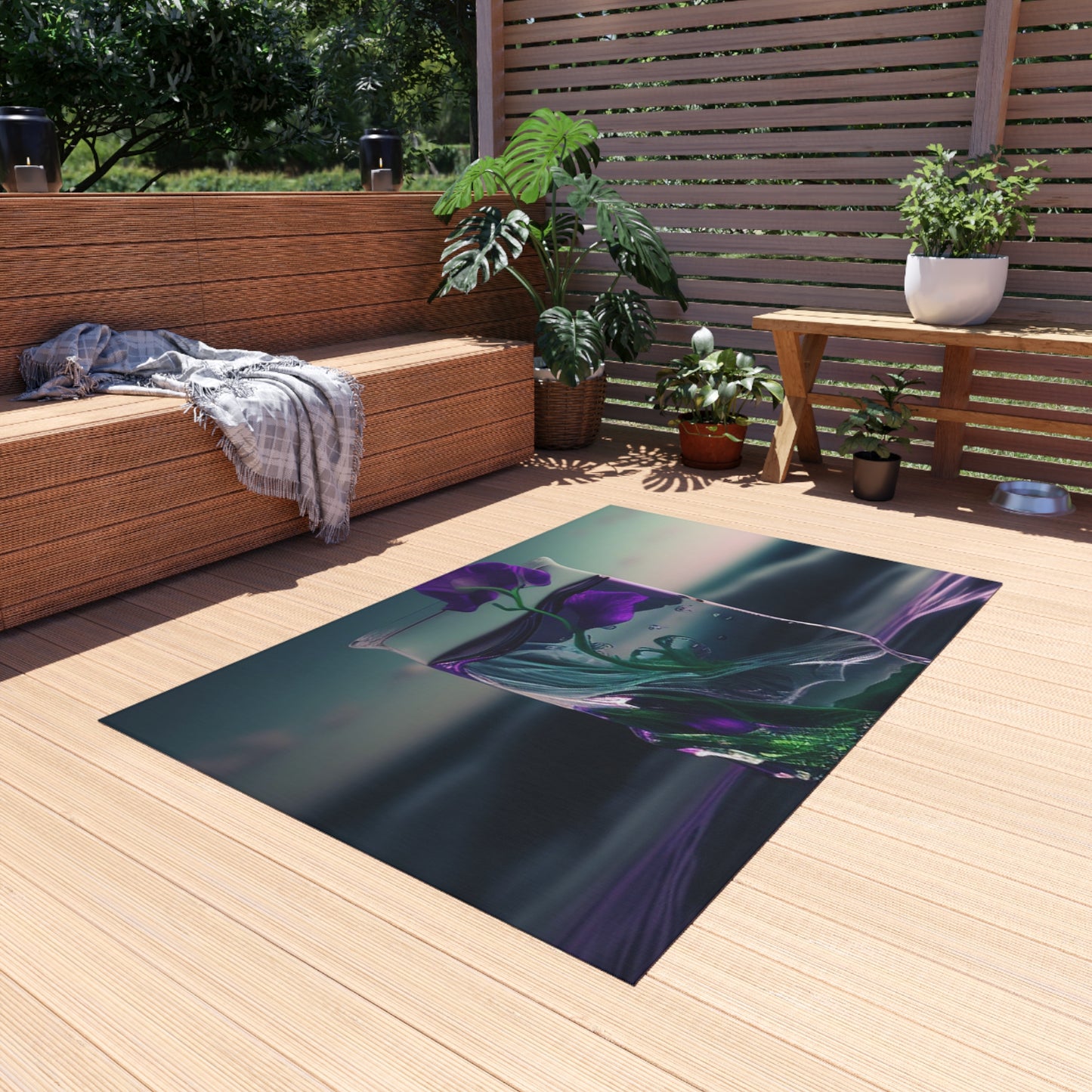 Outdoor Rug  Purple Sweet pea in a vase 3