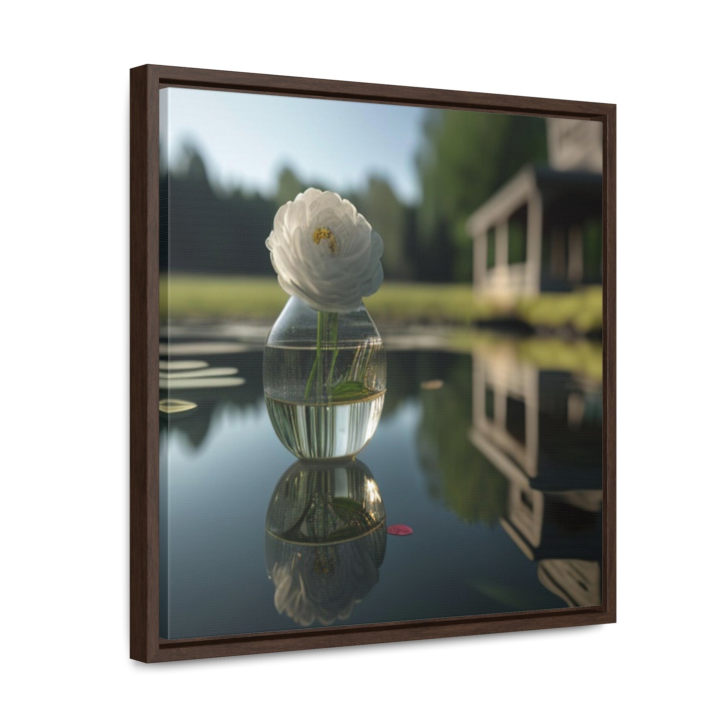 Gallery Canvas Wraps, Square Frame White Peony glass vase 1