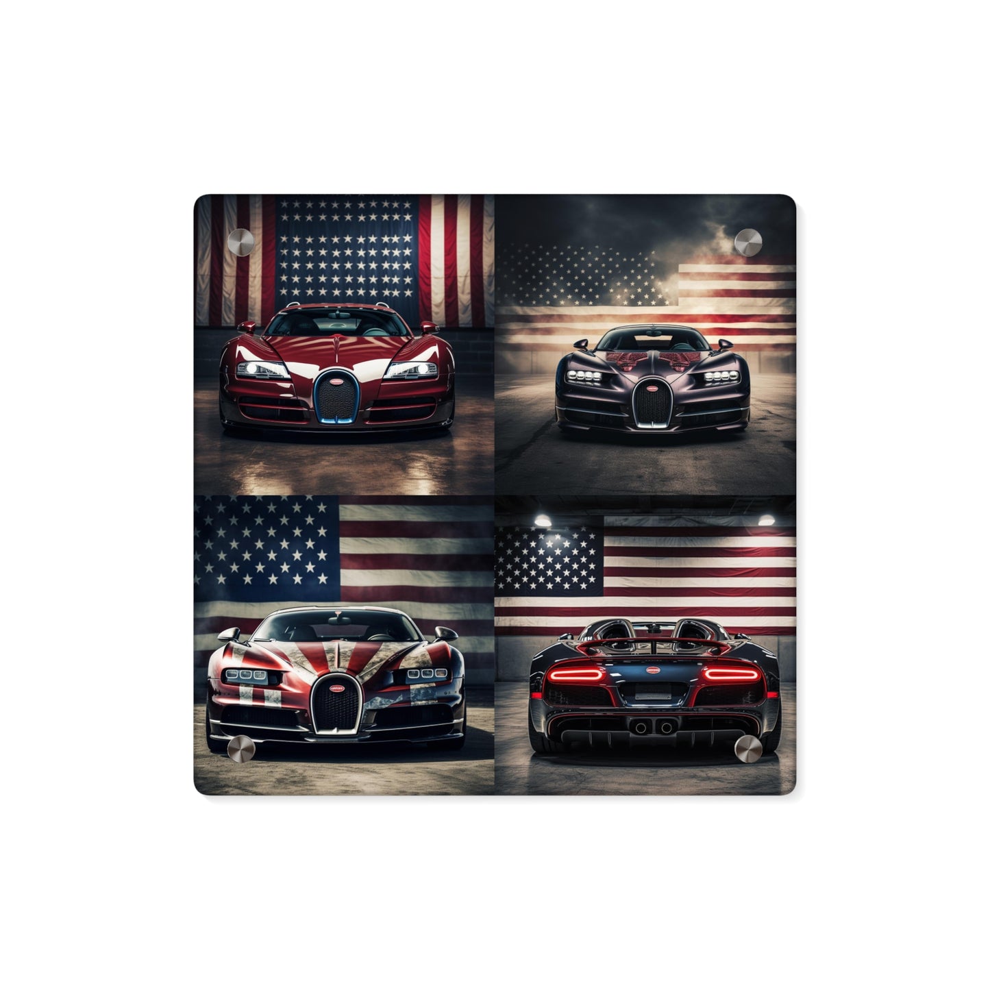 Acrylic Wall Art Panels American Flag Background Bugatti 5