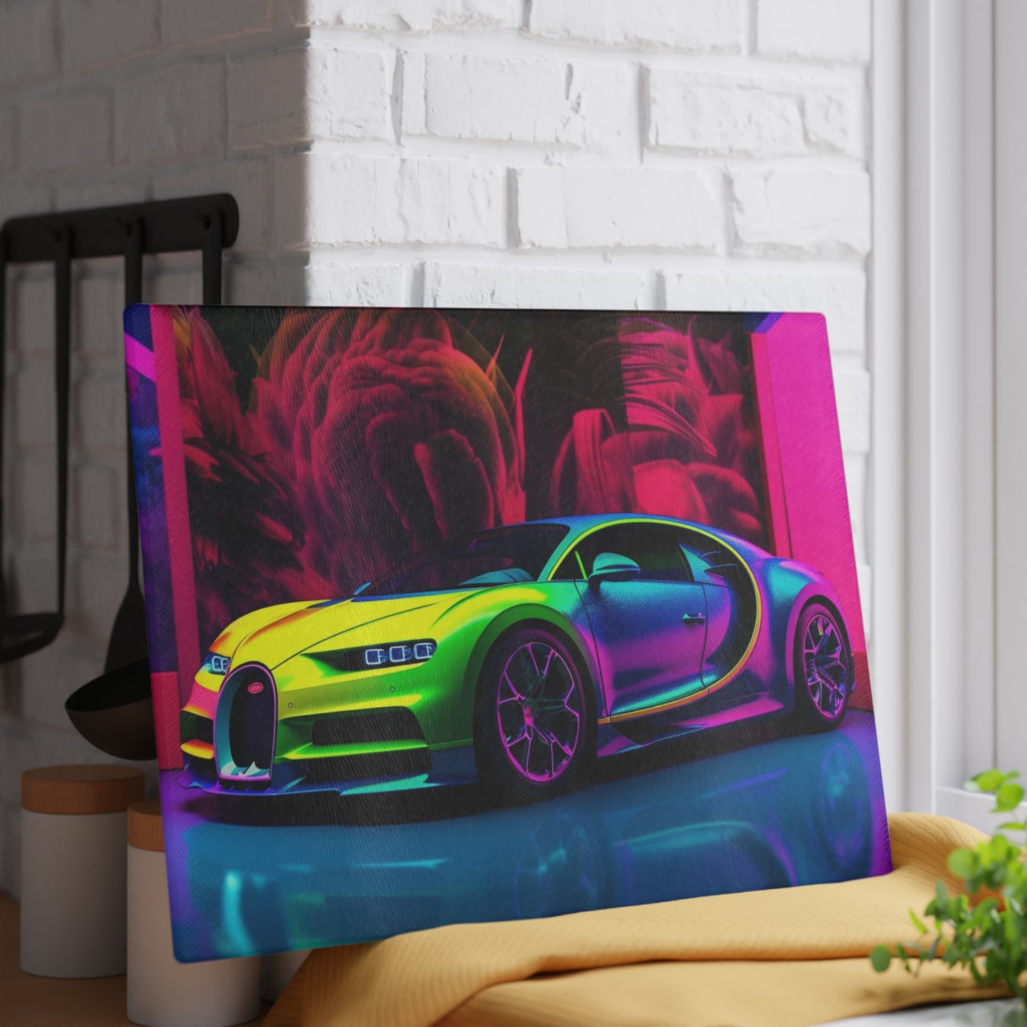 Glass Cutting Board Florescent Bugatti Flair 1