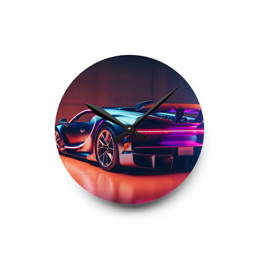 Acrylic Wall Clock Hyper Bugatti Neon Chiron 2