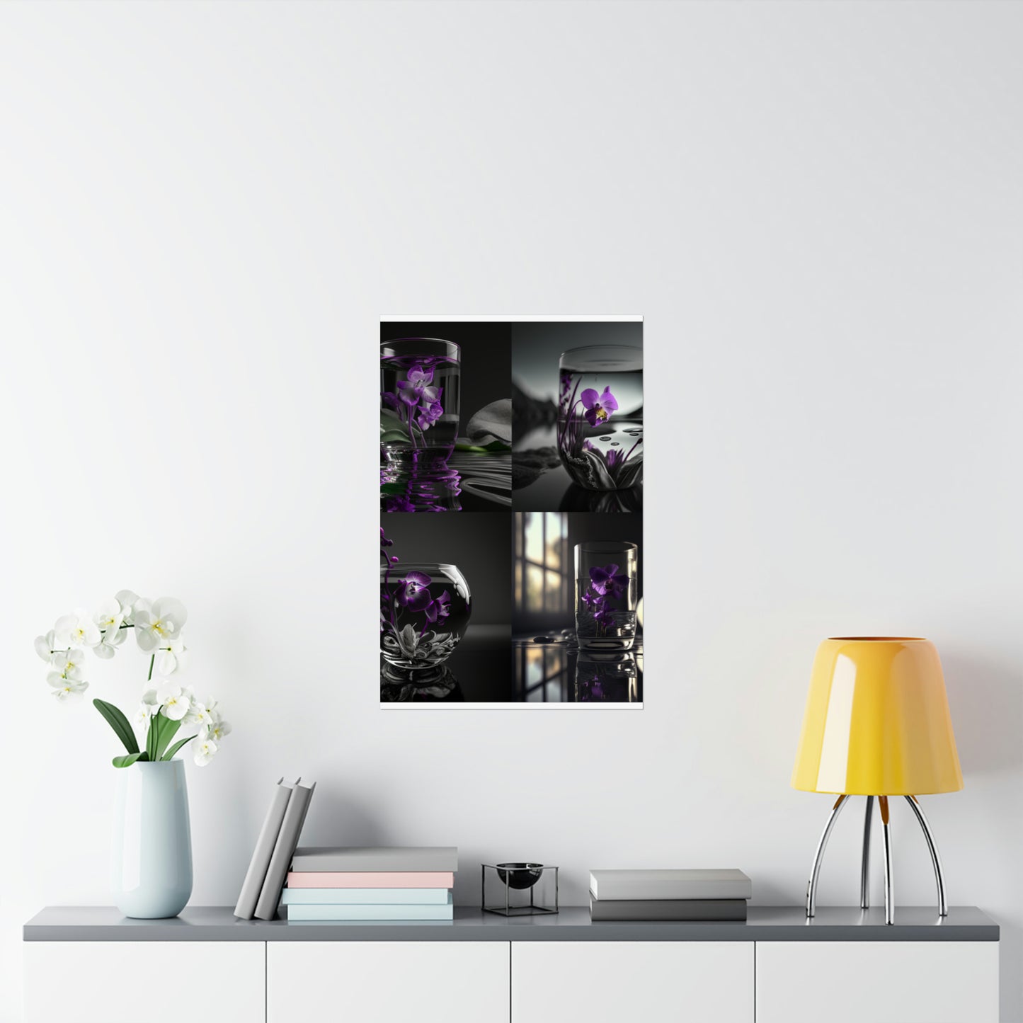 Premium Matte Vertical Posters Purple Orchid Glass vase 5