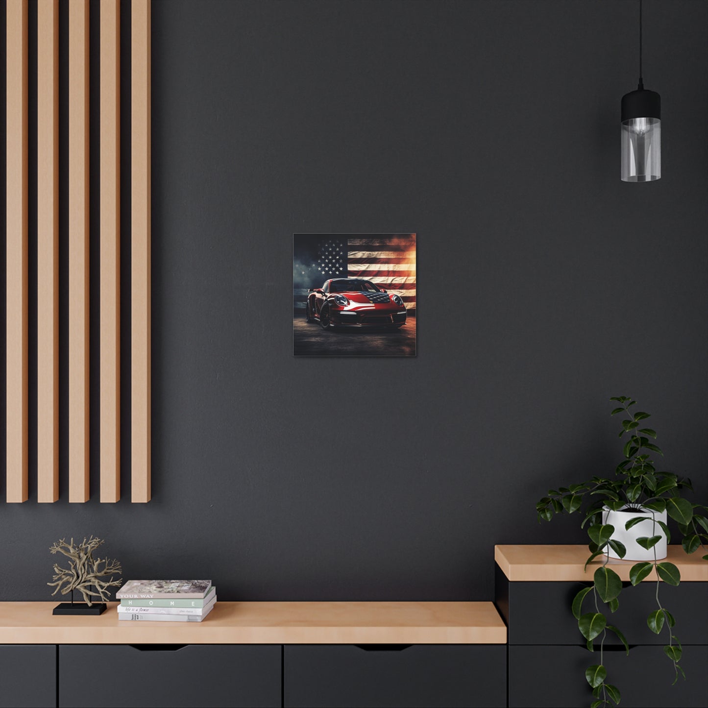 Canvas Gallery Wraps American Flag Background Porsche 2