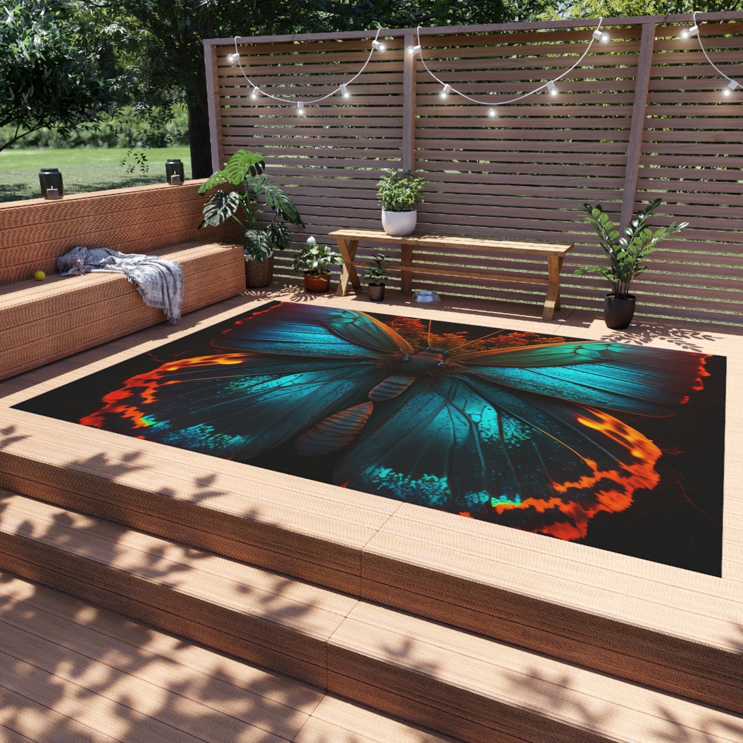 Outdoor Rug  Neon Butterfly Flair 3