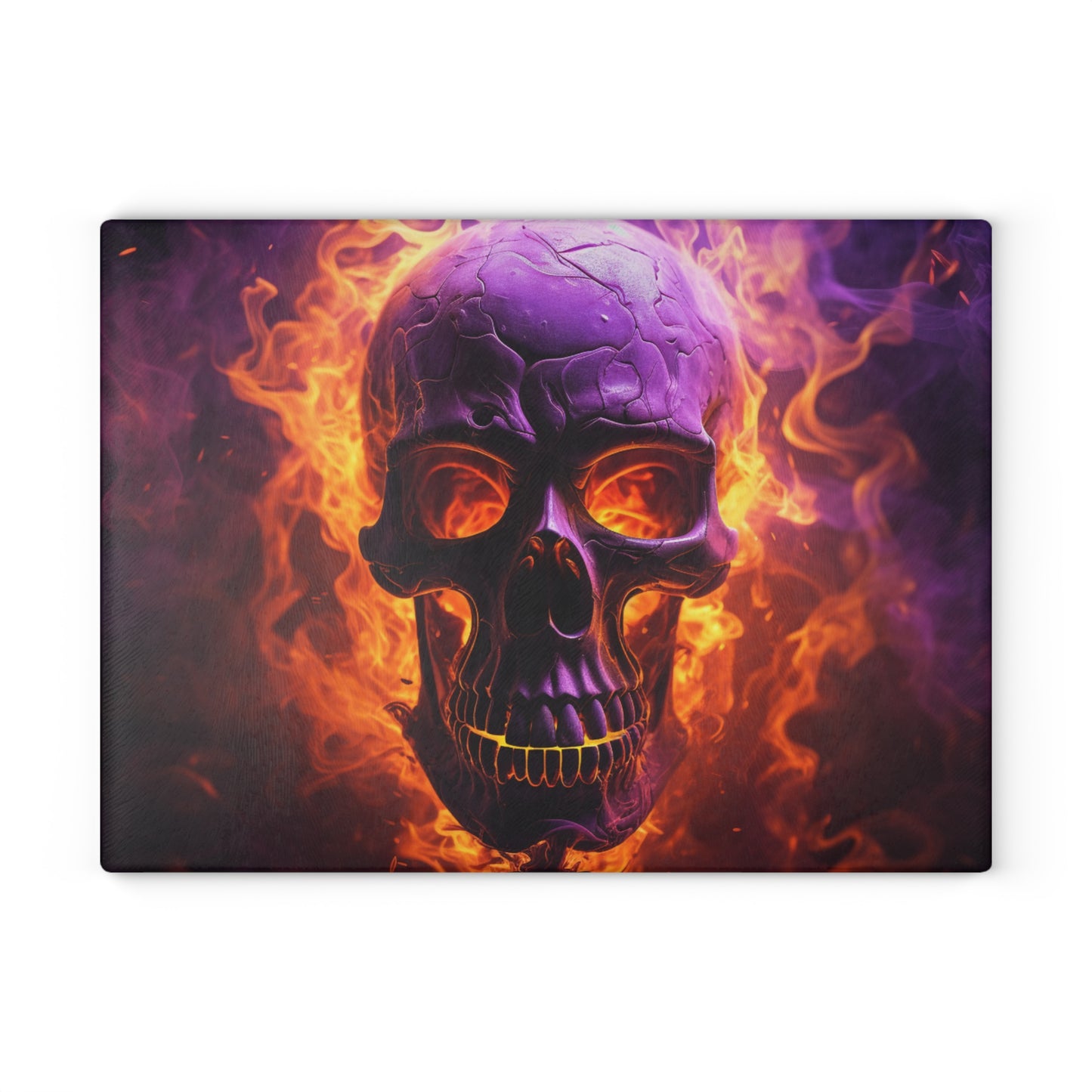 Glass Cutting Board Skull Flames 3