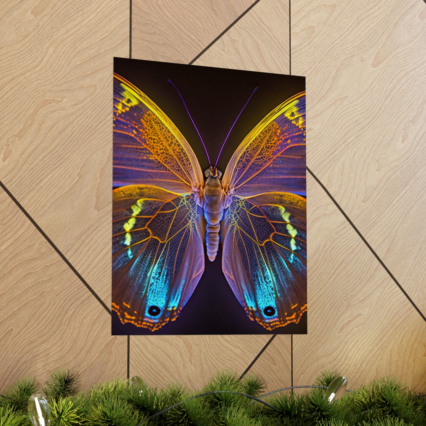 Premium Matte Vertical Posters Neon Butterfly Flair 2