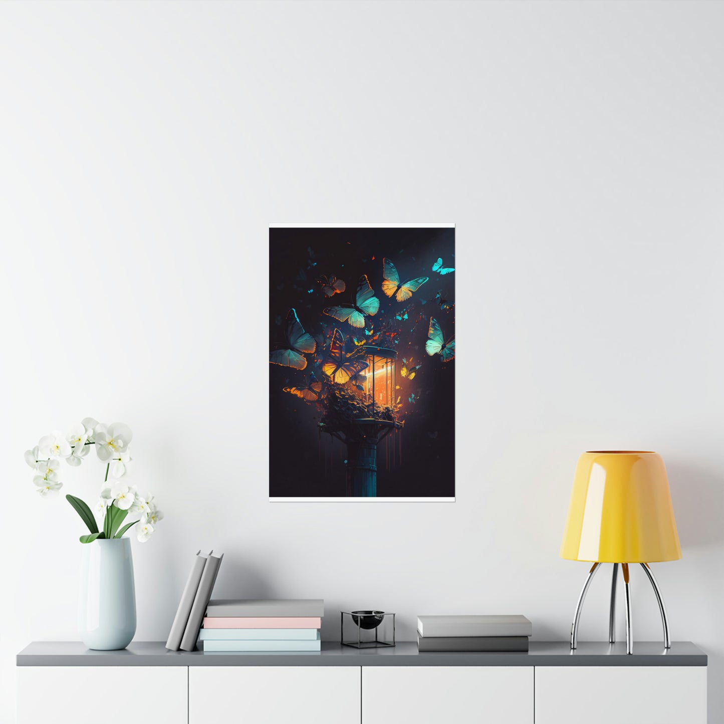 Premium Matte Vertical Posters Street Light Butterfly 1