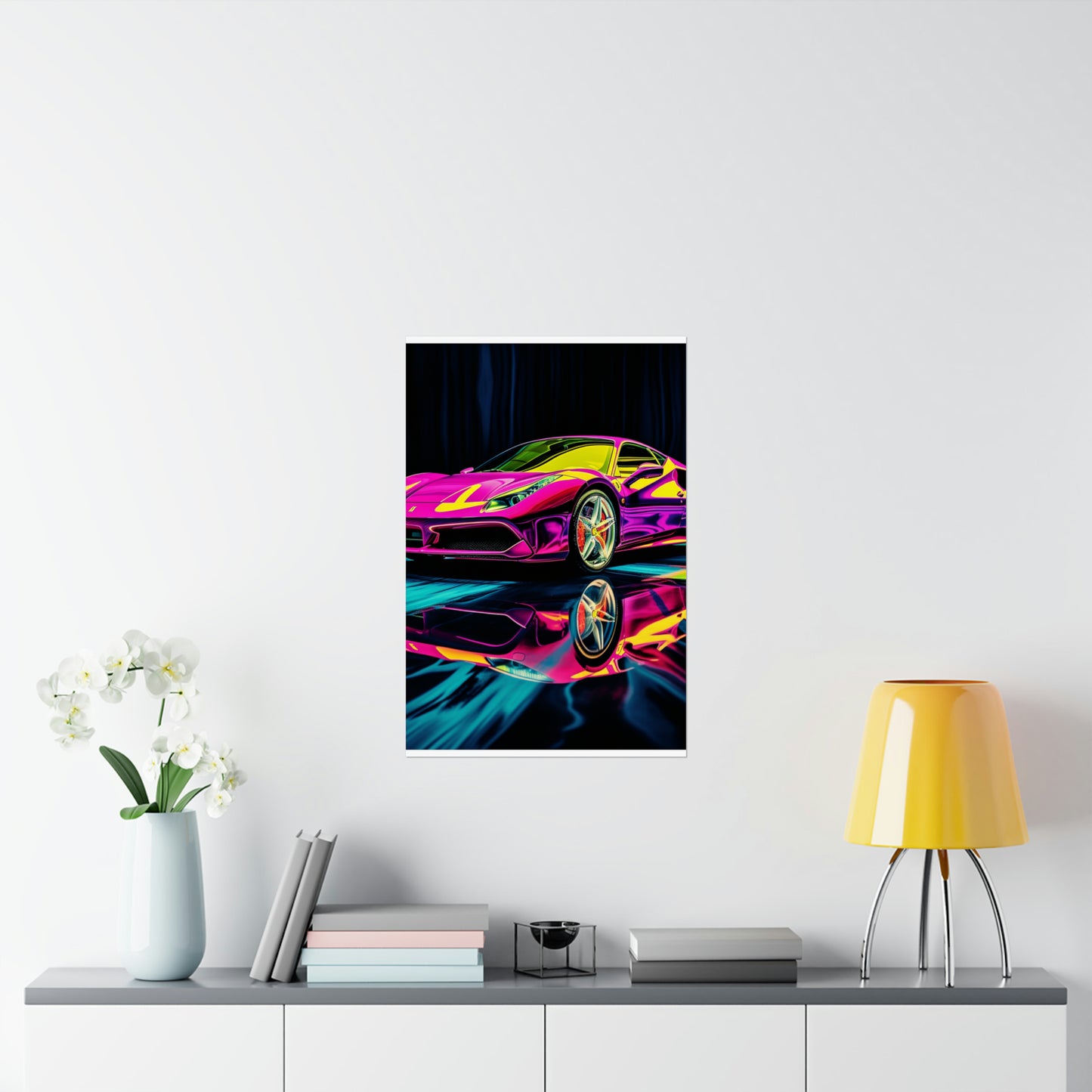 Premium Matte Vertical Posters Pink Ferrari Macro 3