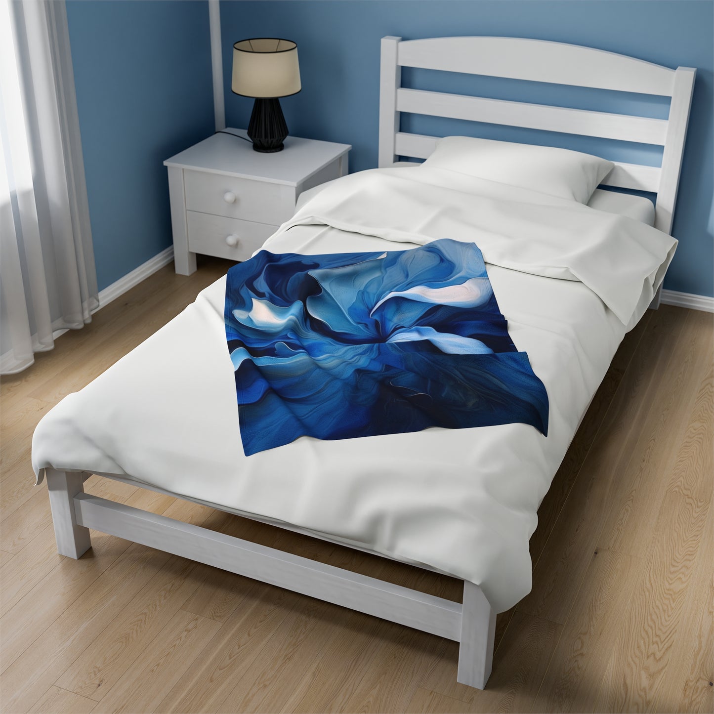 Velveteen Plush Blanket Abstract Blue Tulip 4