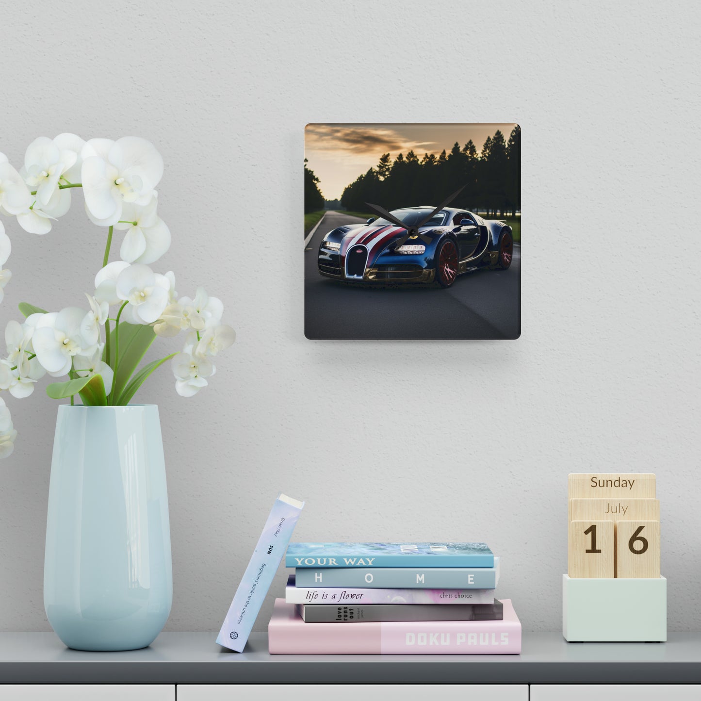 Acrylic Wall Clock Bugatti Flag American 1