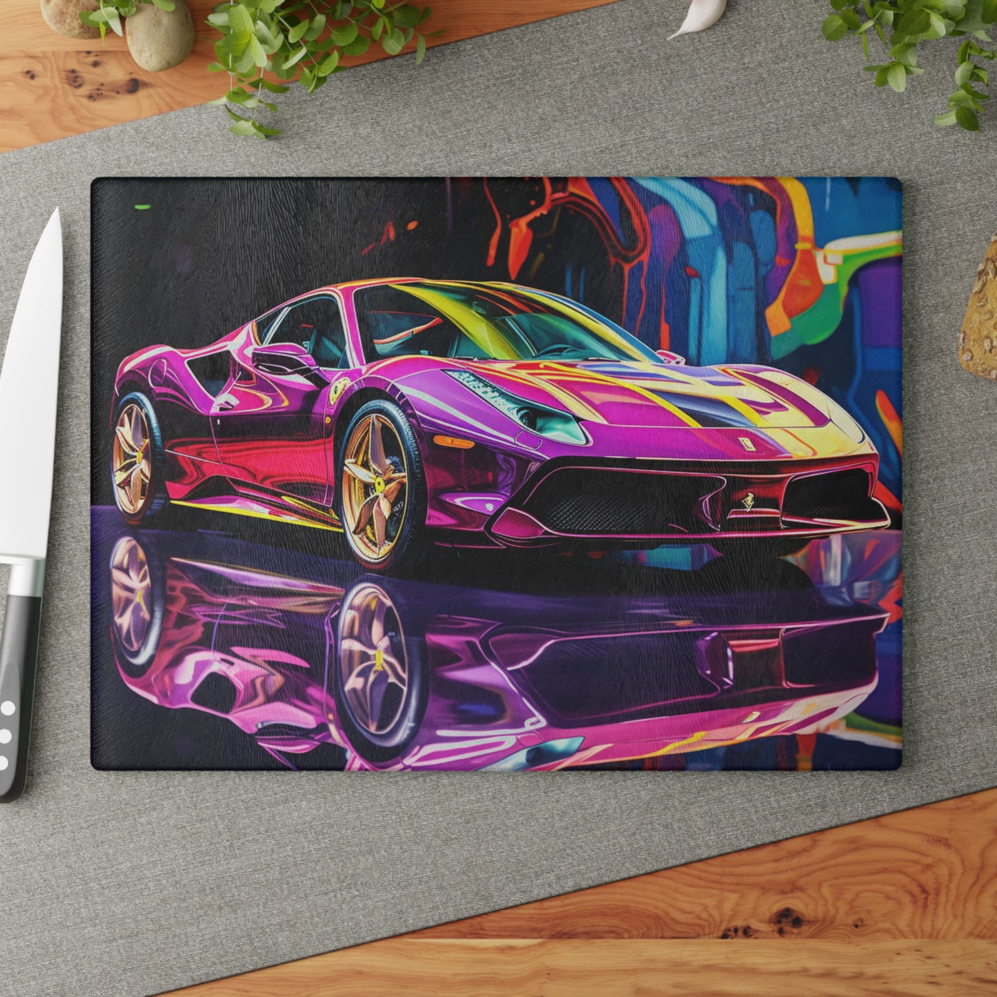 Glass Cutting Board Pink Macro Ferrari 2