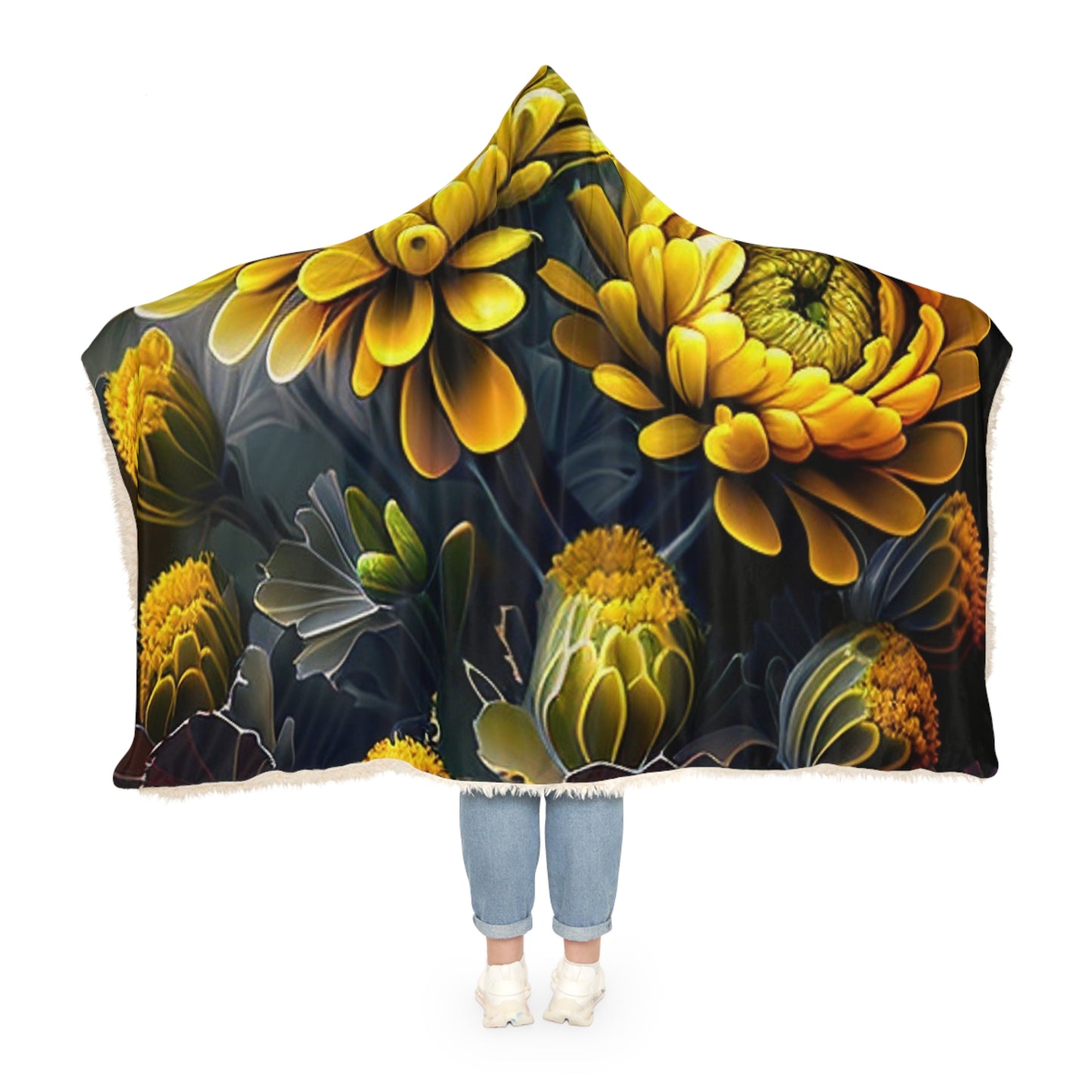 Snuggle Hooded Blanket Yellow Hermosas Flores Amarillas 4