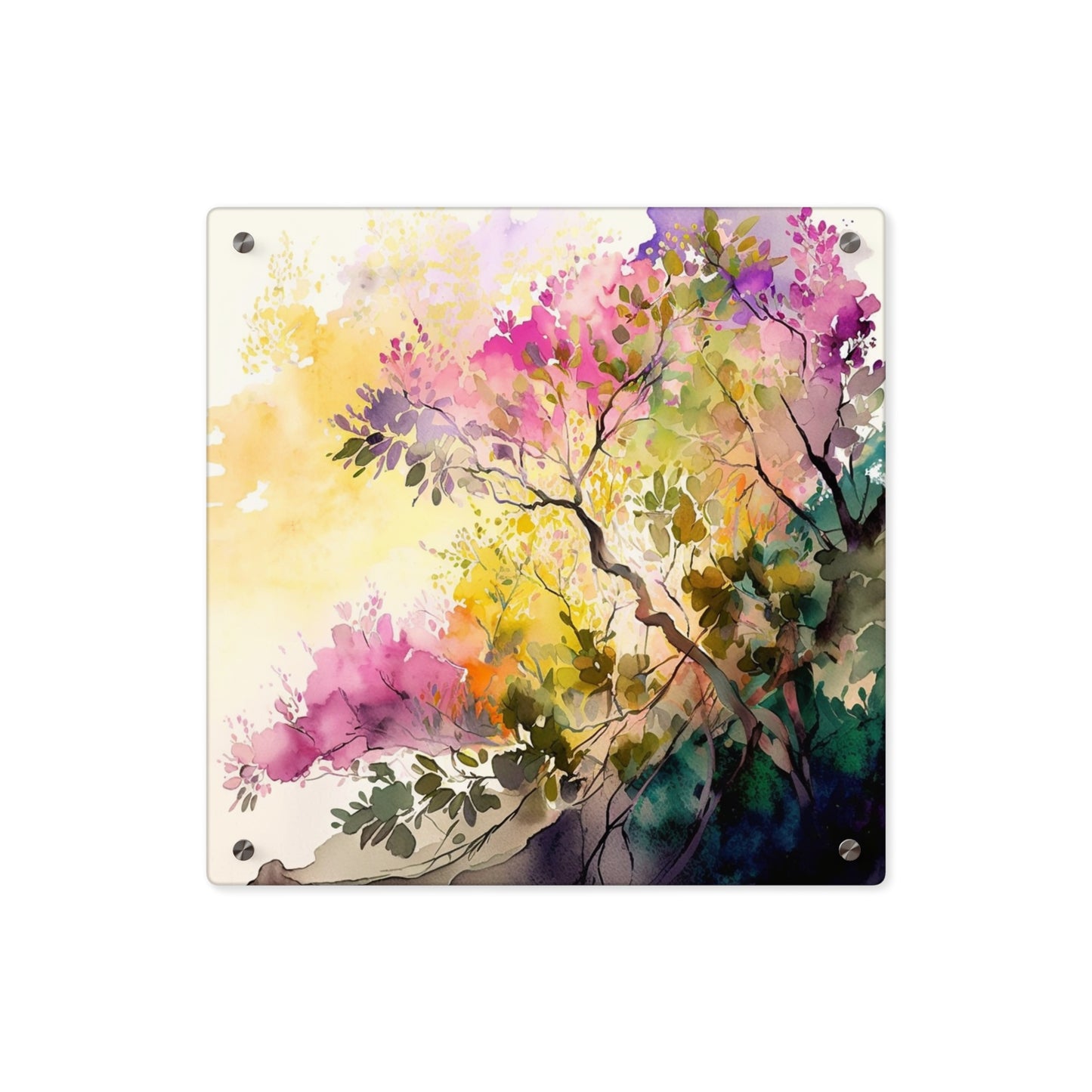 Acrylic Wall Art Panels Mother Nature Bright Spring Colors Realistic Watercolor 2