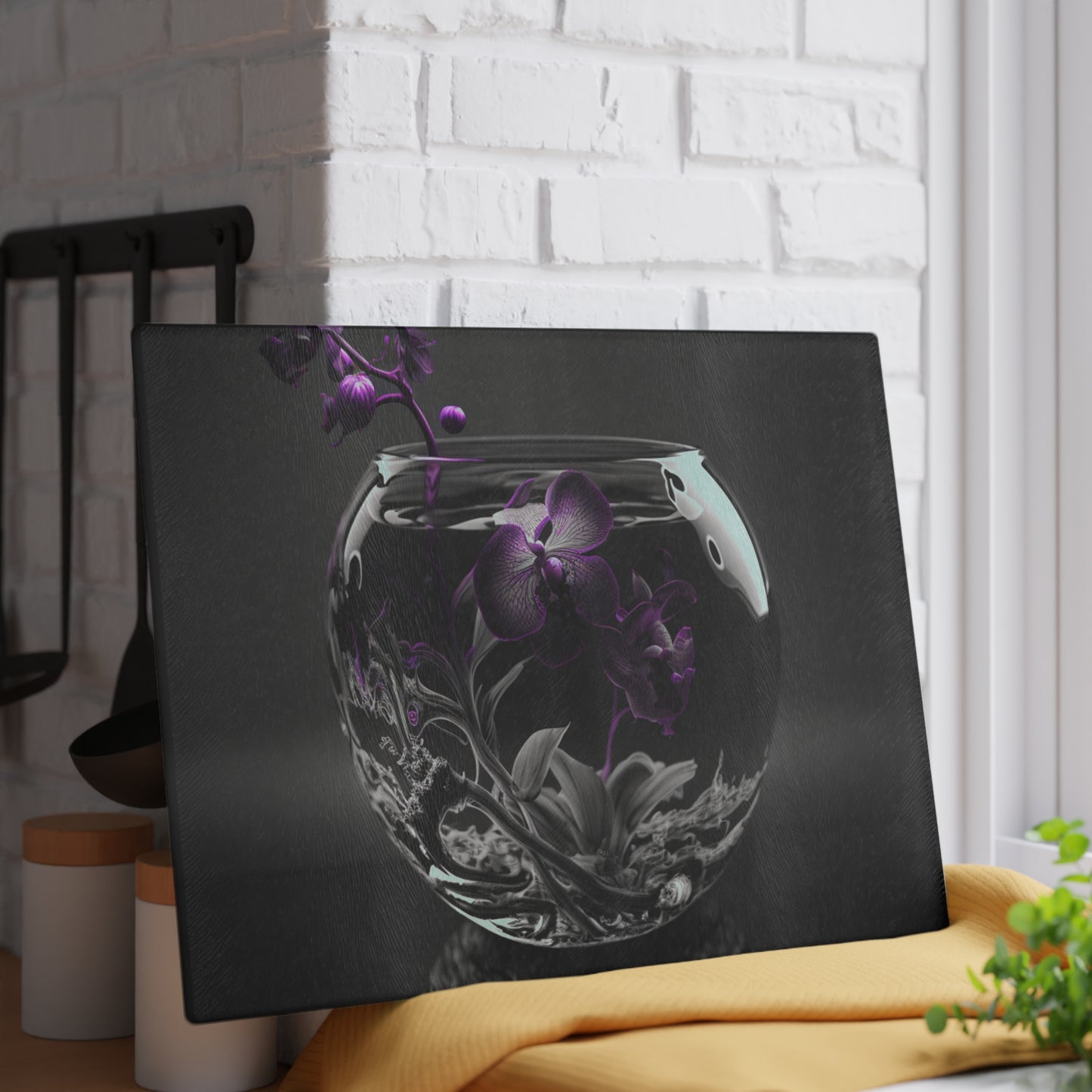 Glass Cutting Board Purple Orchid Glass vase 3