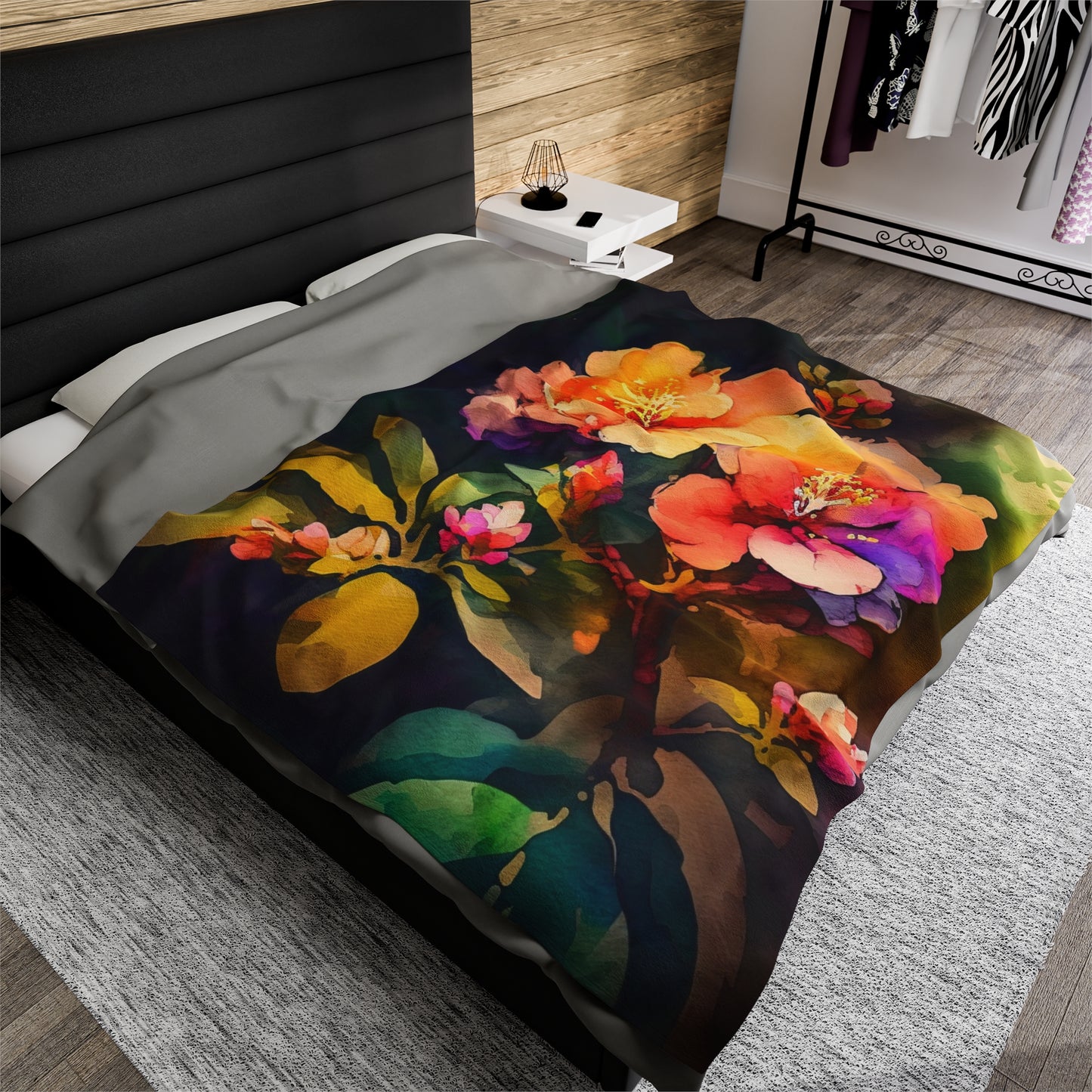 Velveteen Plush Blanket Bright Spring Flowers 2