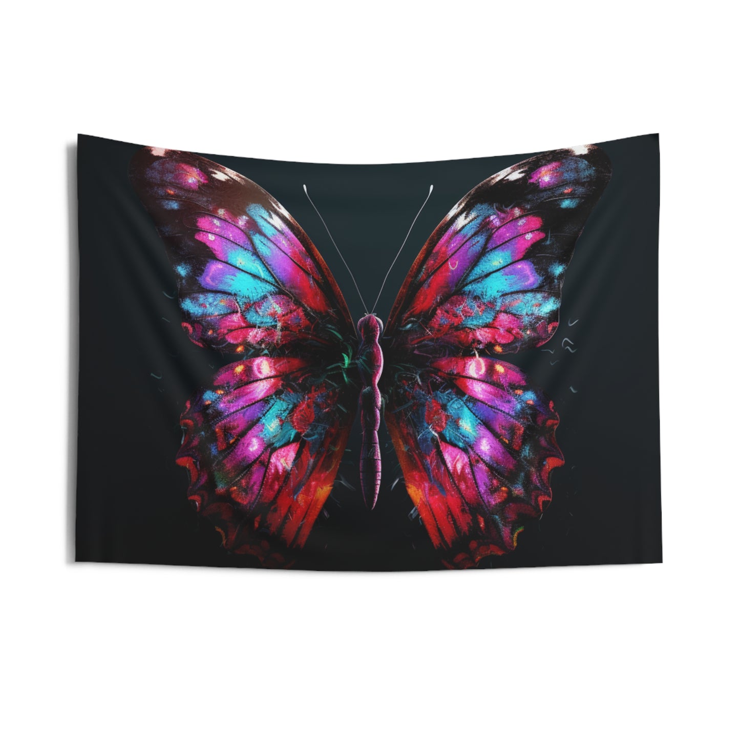 Indoor Wall Tapestries Hyper Colorful Butterfly Macro 3
