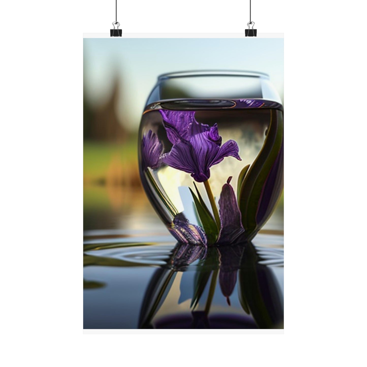 Premium Matte Vertical Posters Purple Iris in a vase 3