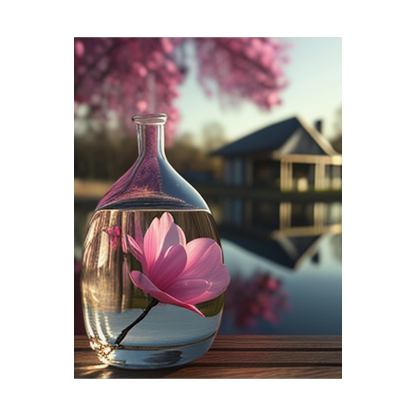 Premium Matte Vertical Posters Magnolia in a Glass vase 2