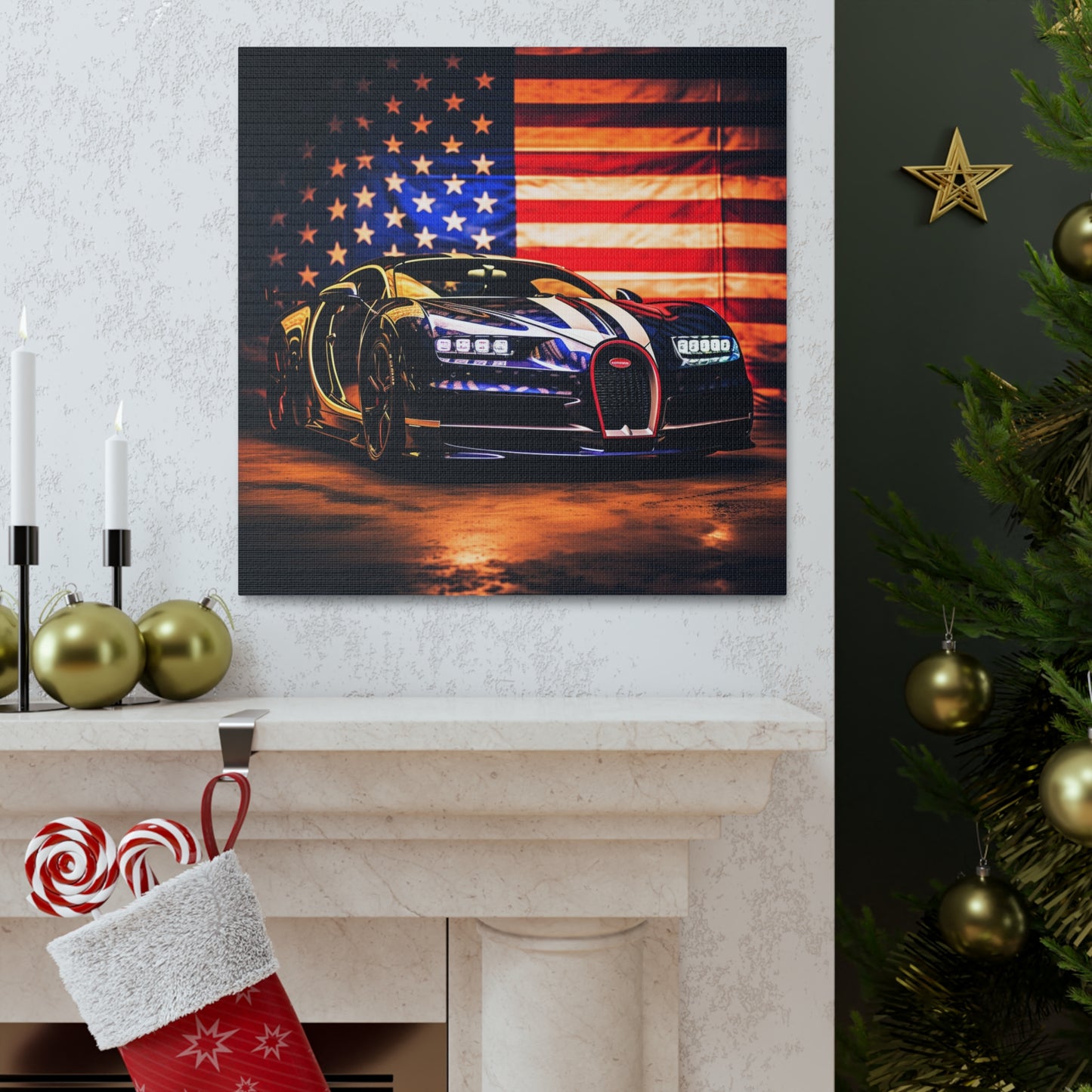 Canvas Gallery Wraps Macro Bugatti American Flag 4