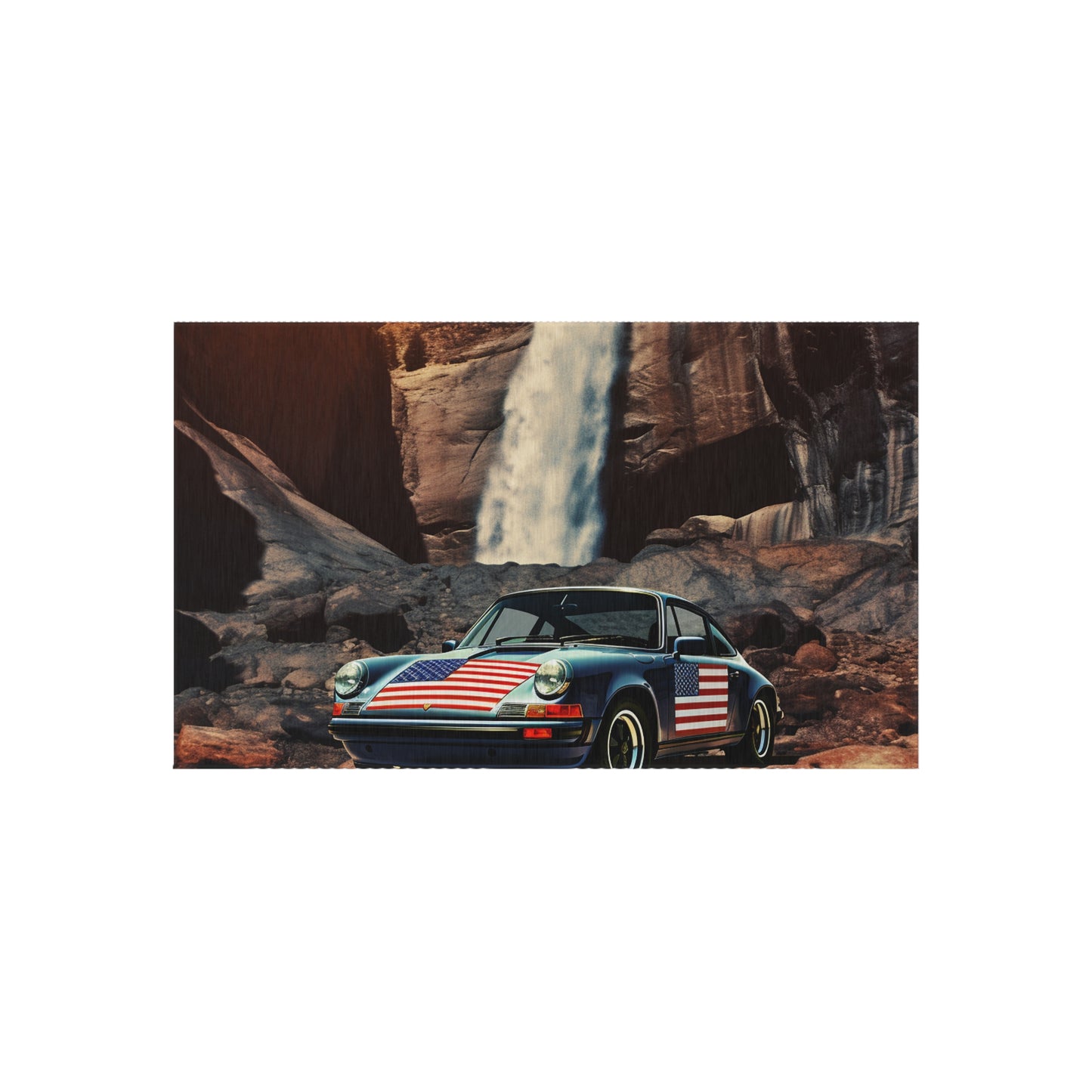 Outdoor Rug  American Flag Porsche Abstract 2