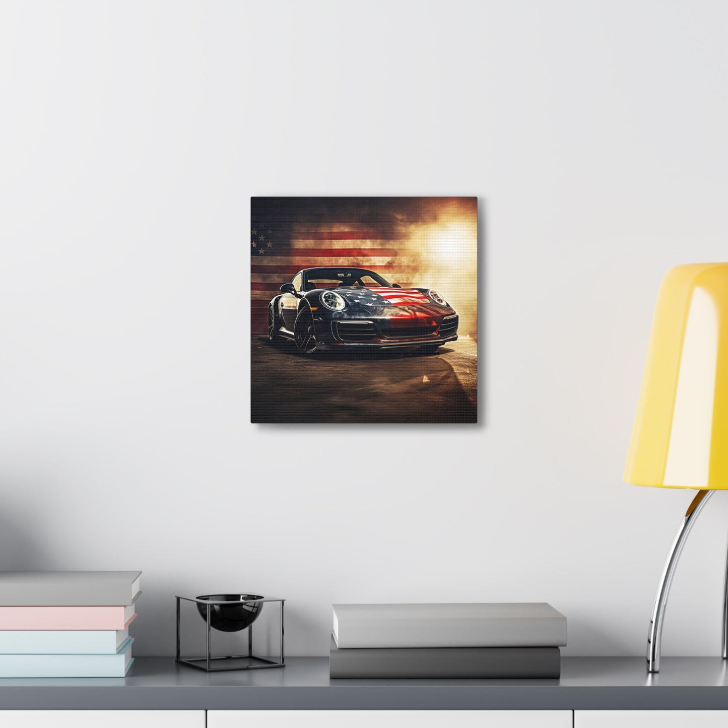 Canvas Gallery Wraps Abstract American Flag Background Porsche 1