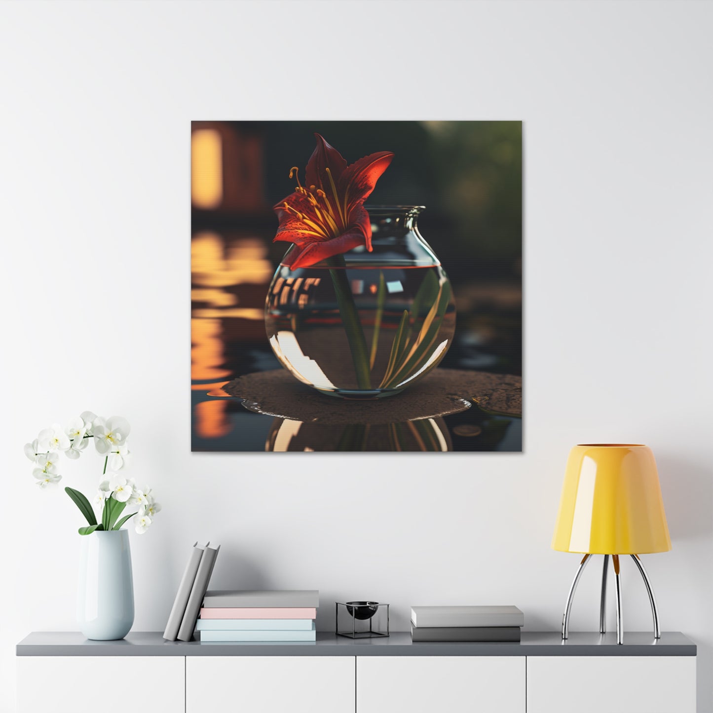 Canvas Gallery Wraps Red Lily in a Glass vase 2