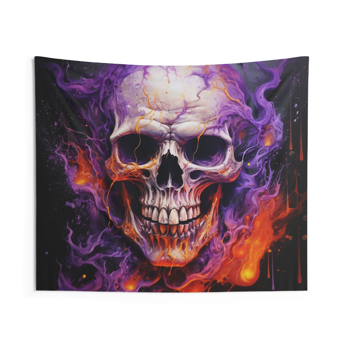 Indoor Wall Tapestries Skull Flames 2