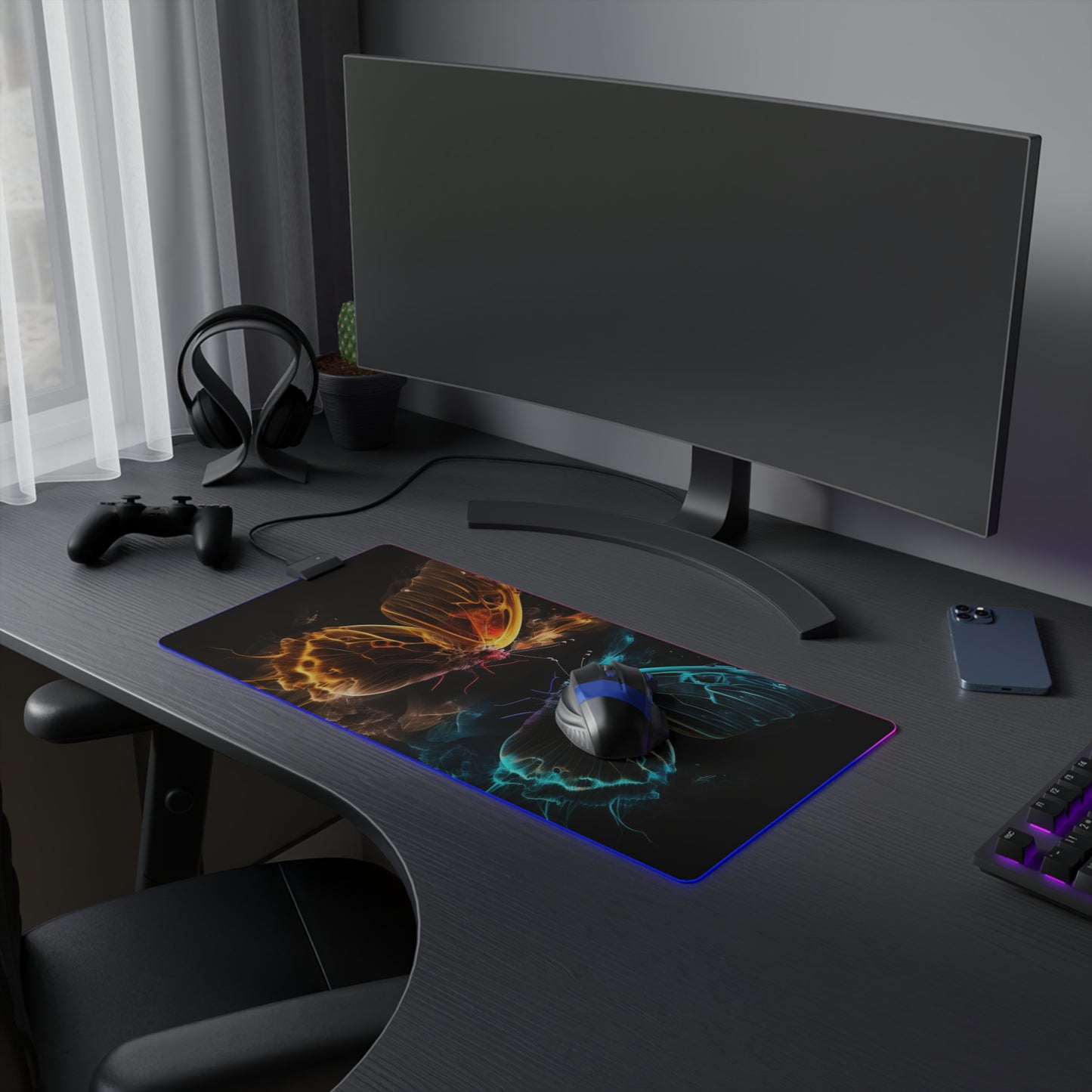 LED Gaming Mouse Pad Kiss Neon Butterfly 7