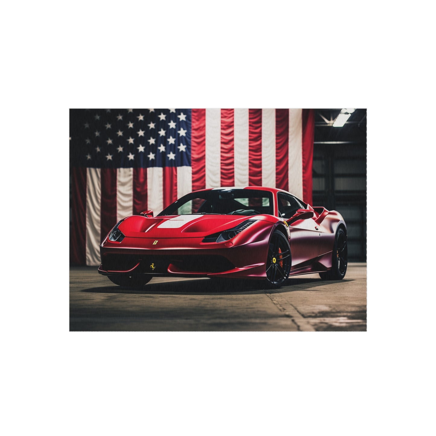 Outdoor Rug  American Flag Background Ferrari 3