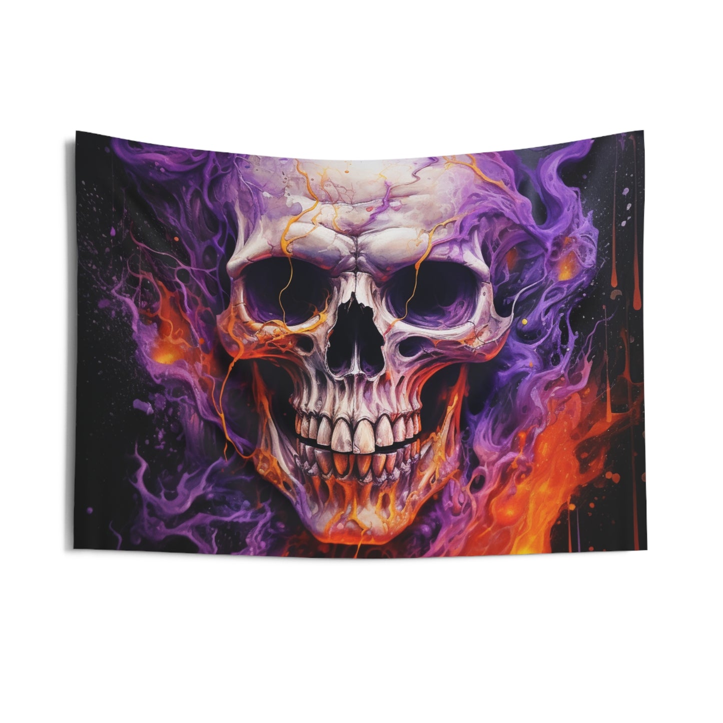 Indoor Wall Tapestries Skull Flames 2