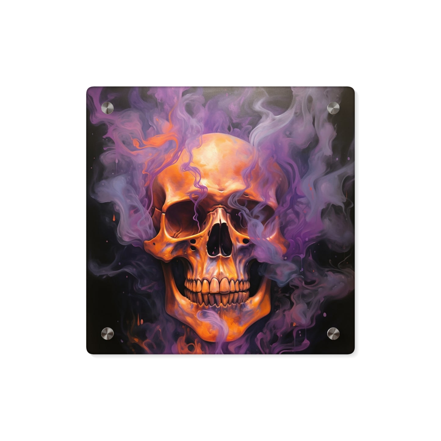 Acrylic Wall Art Panels Skull Flames 4