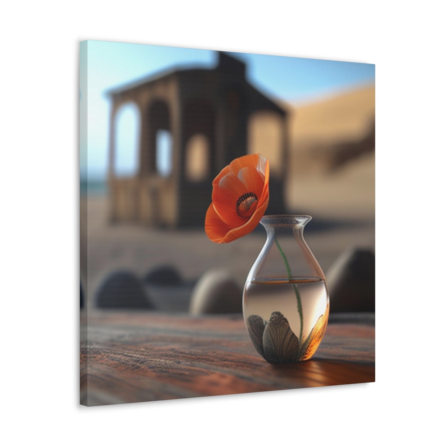Canvas Gallery Wraps Poppy in a Glass Vase 1