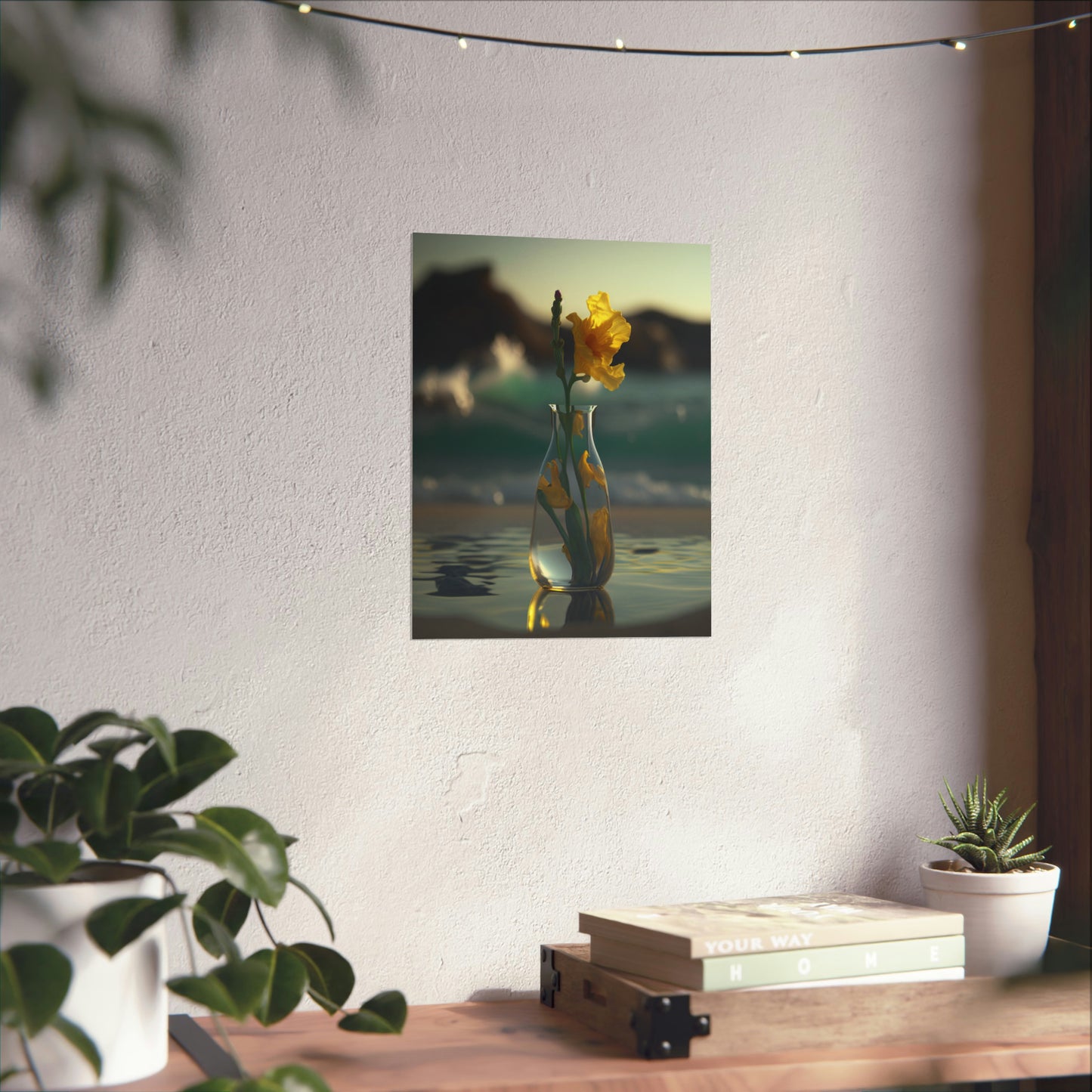 Premium Matte Vertical Posters Yellow Gladiolus glass 2